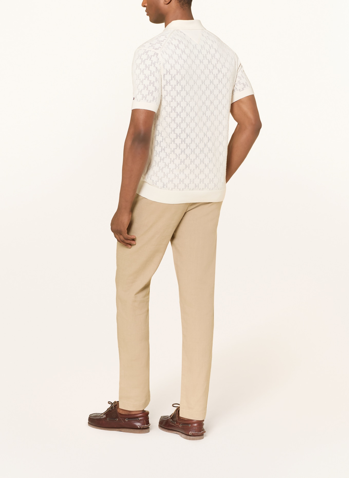 TOMMY HILFIGER Strick-Poloshirt: CREME