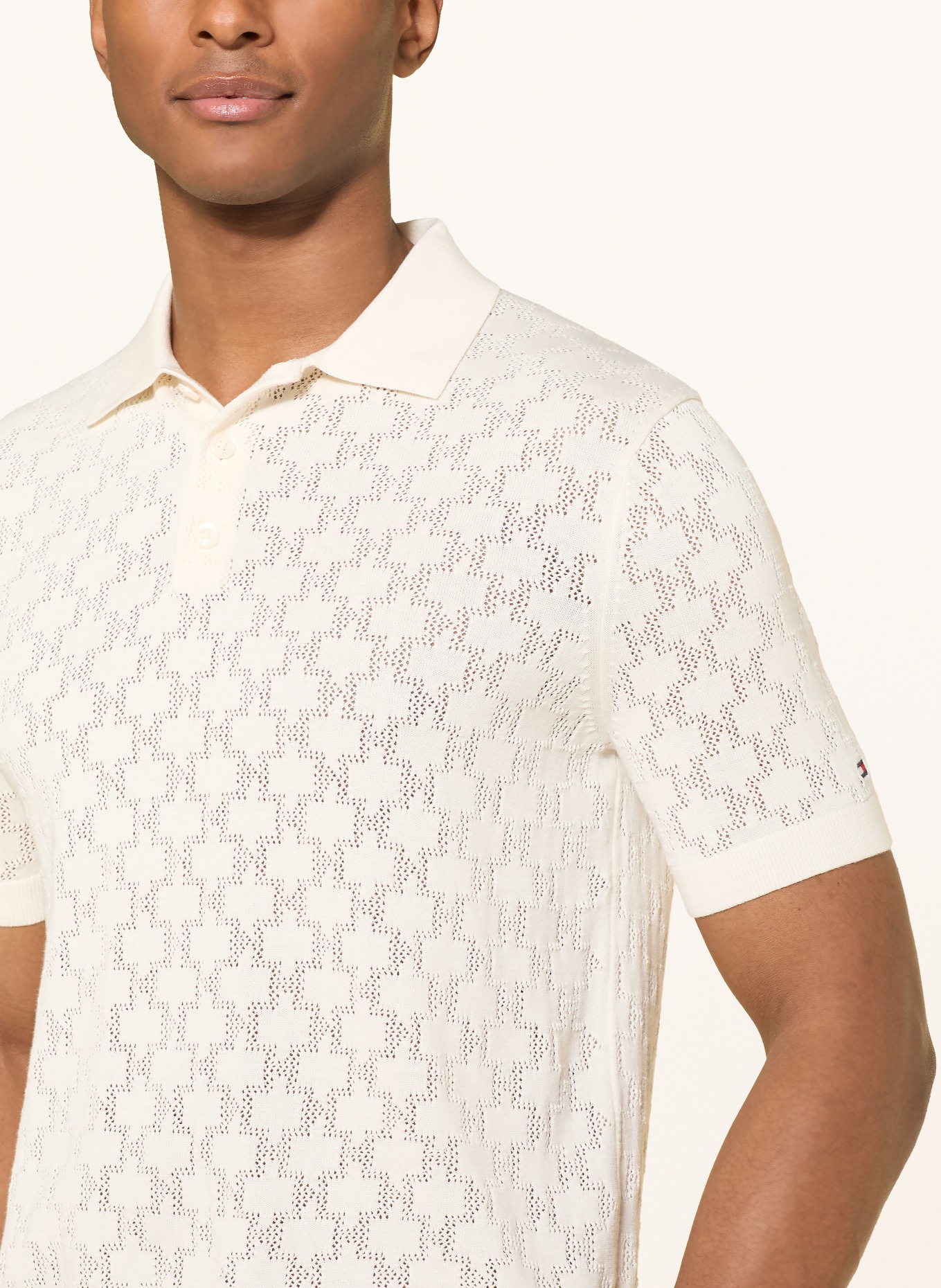 TOMMY HILFIGER Strick-Poloshirt: CREME