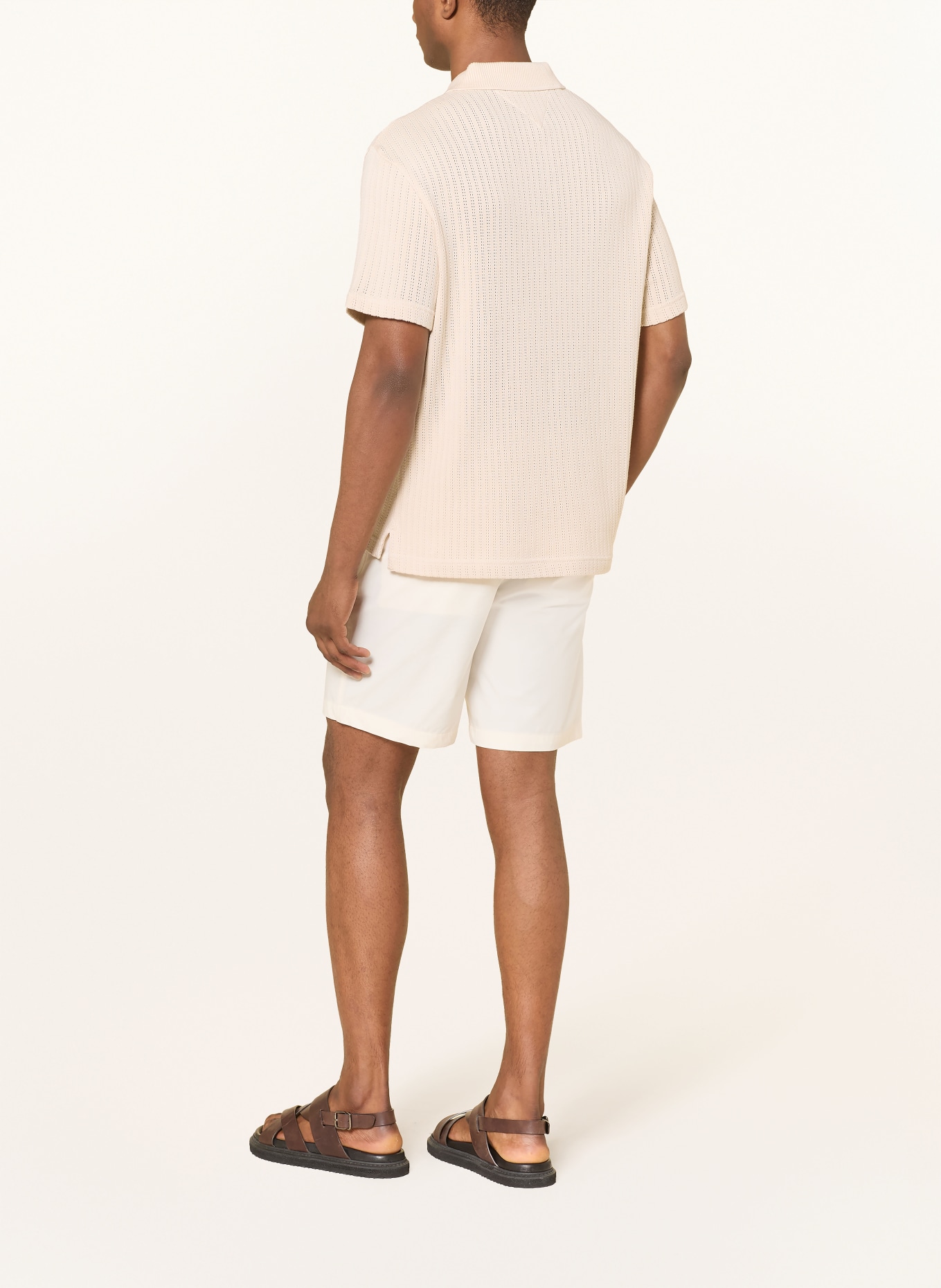 TOMMY HILFIGER Strick-Poloshirt Classic Fit: BEIGE