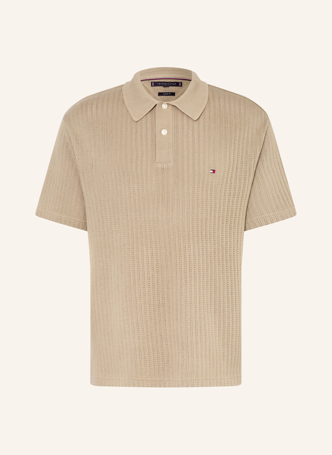 TOMMY HILFIGER Strick-Poloshirt Classic Fit: GRAU
