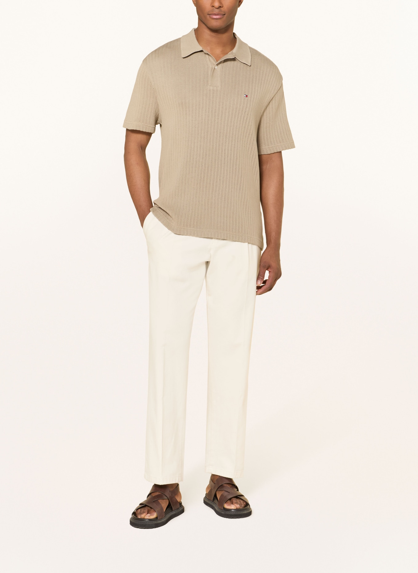 TOMMY HILFIGER Strick-Poloshirt Classic Fit: GRAU