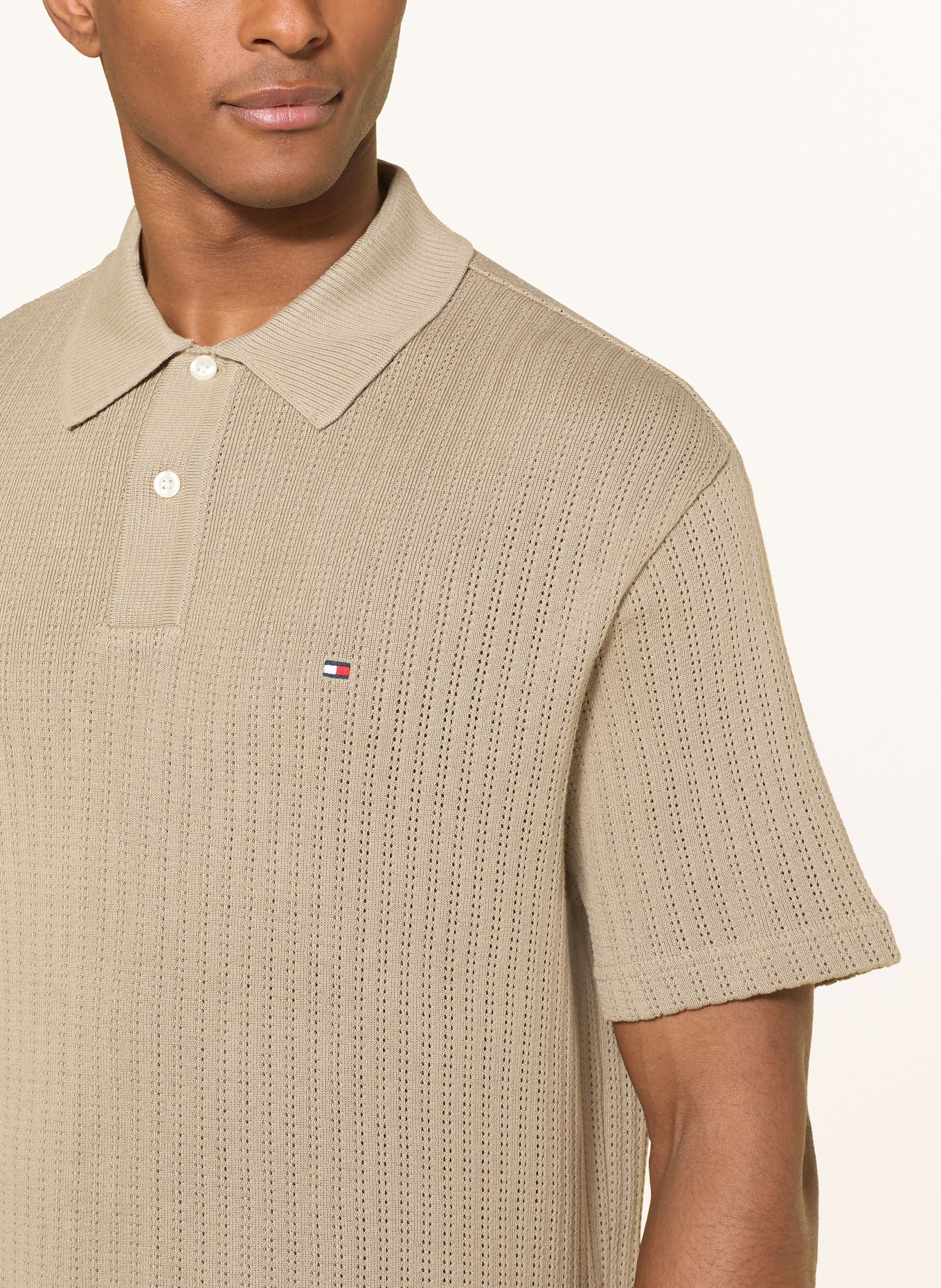 TOMMY HILFIGER Strick-Poloshirt Classic Fit: GRAU