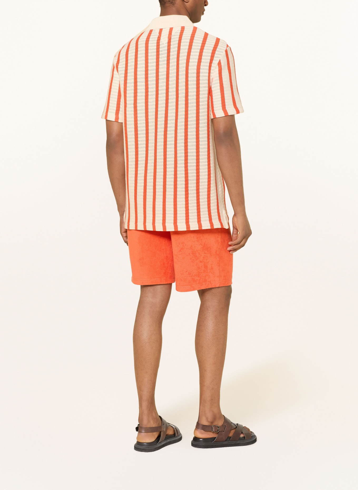 TOMMY HILFIGER Strick-Poloshirt Classic Fit: ORANGE / ECRU