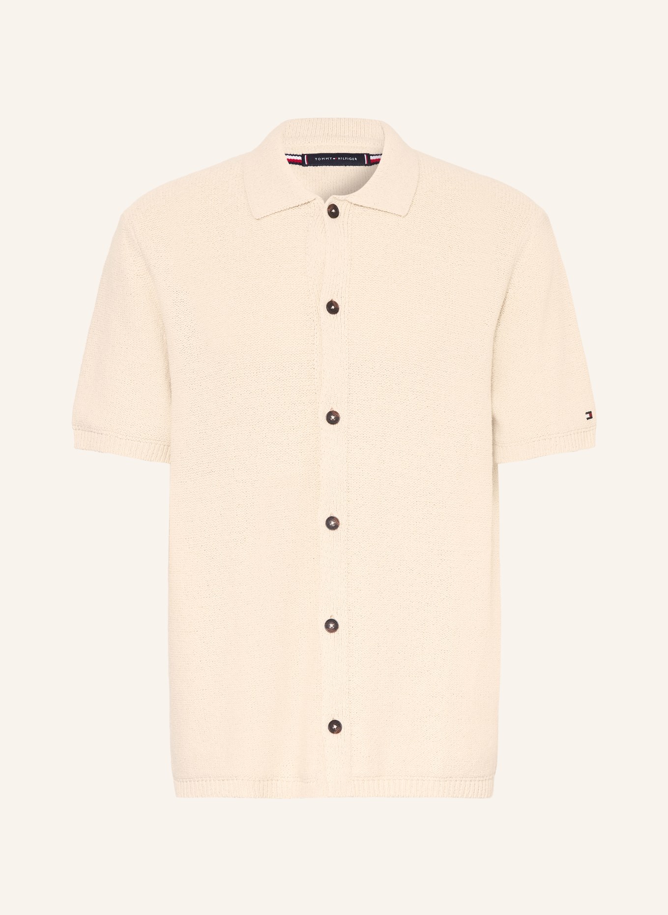 TOMMY HILFIGER Kurzarm-Hemd Comfort Fit: BEIGE