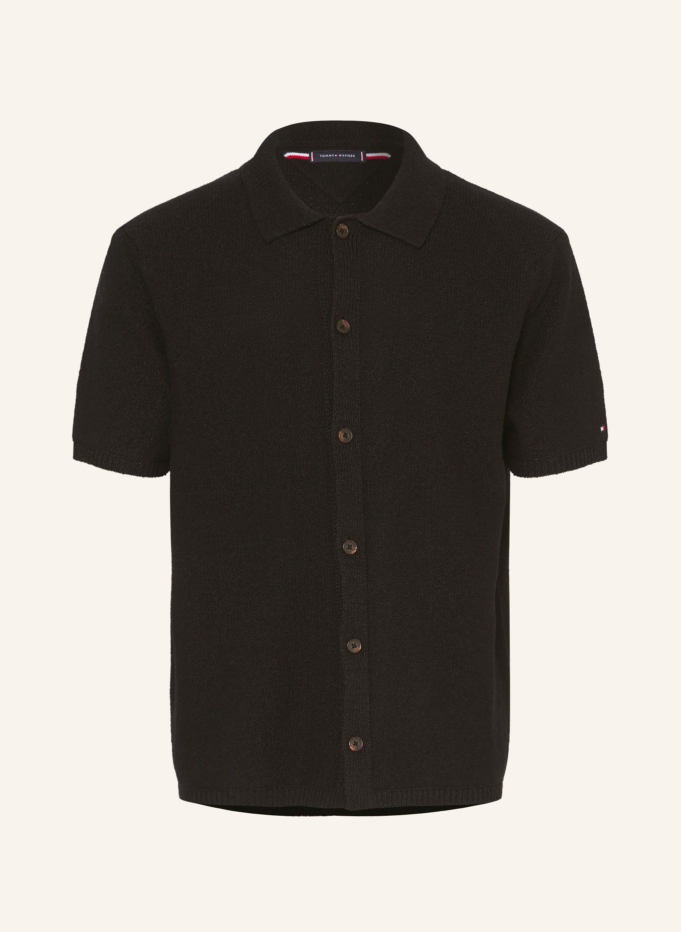 TOMMY HILFIGER Kurzarm-Hemd Comfort Fit: SCHWARZ