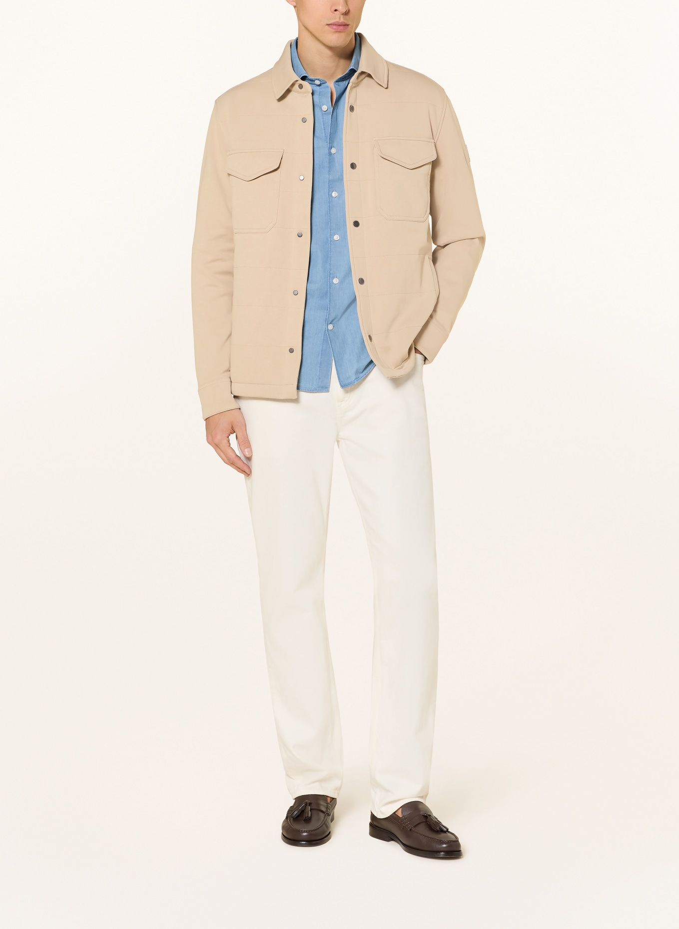 TOMMY HILFIGER Jersey overjas: BEIGE