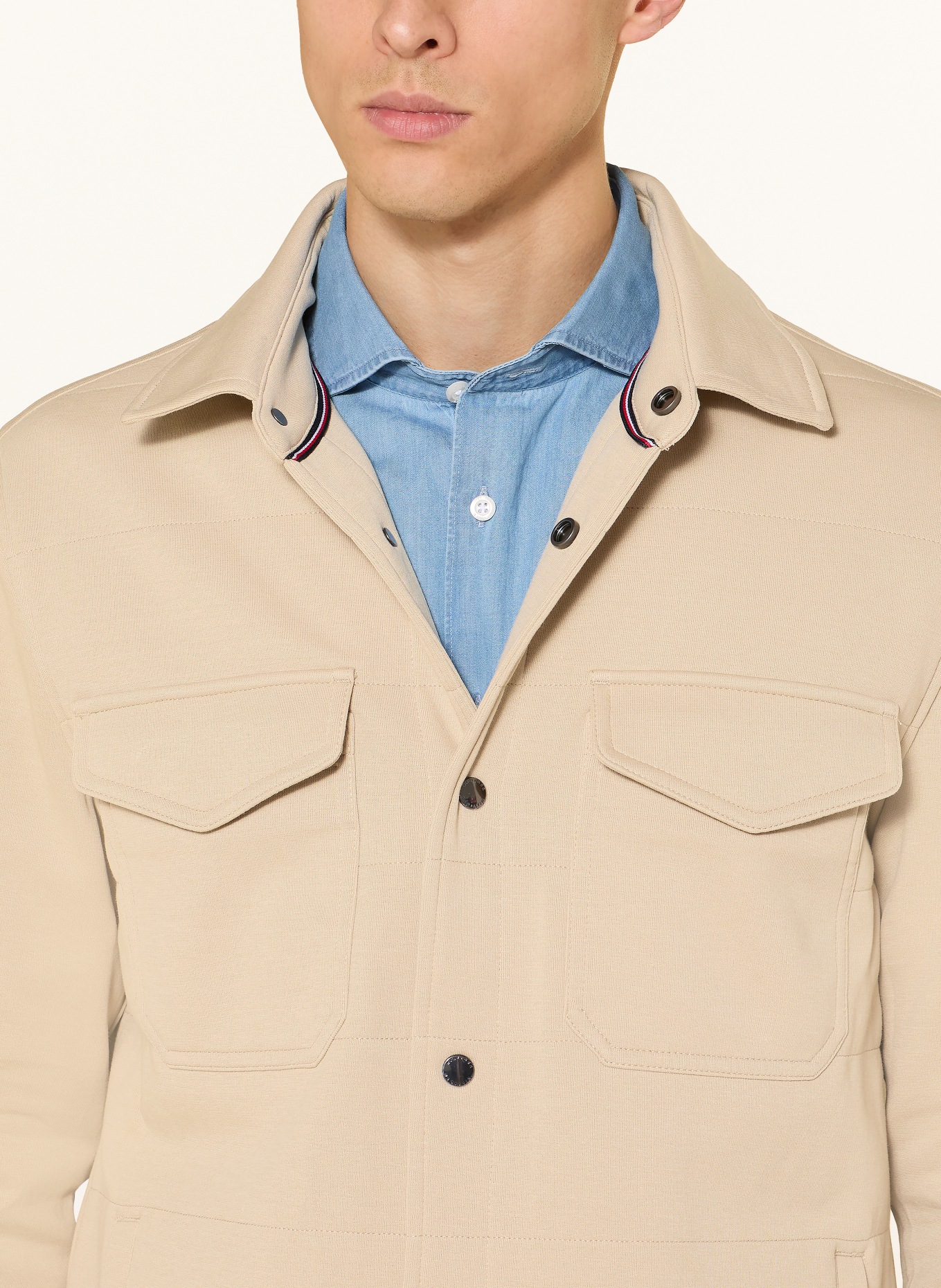 TOMMY HILFIGER Jersey overjas: BEIGE