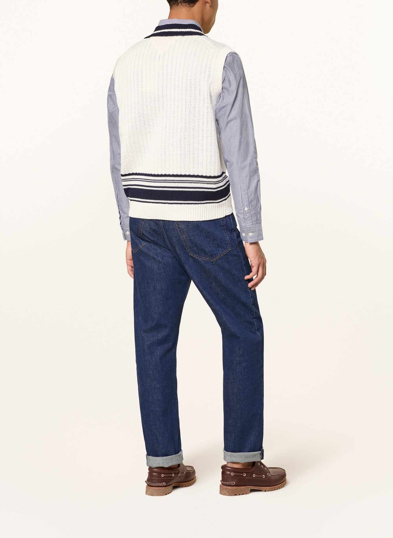 TOMMY HILFIGER Pullunder: ECRU / DUNKELBLAU