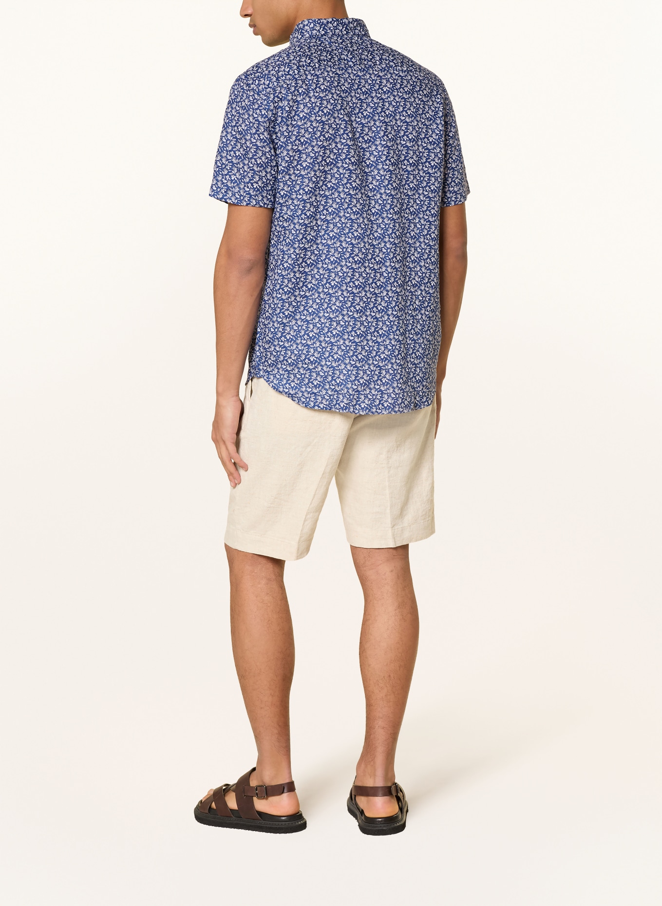 TOMMY HILFIGER Kurzarm-Hemd Regular Fit aus Leinen: BLAU / WEISS