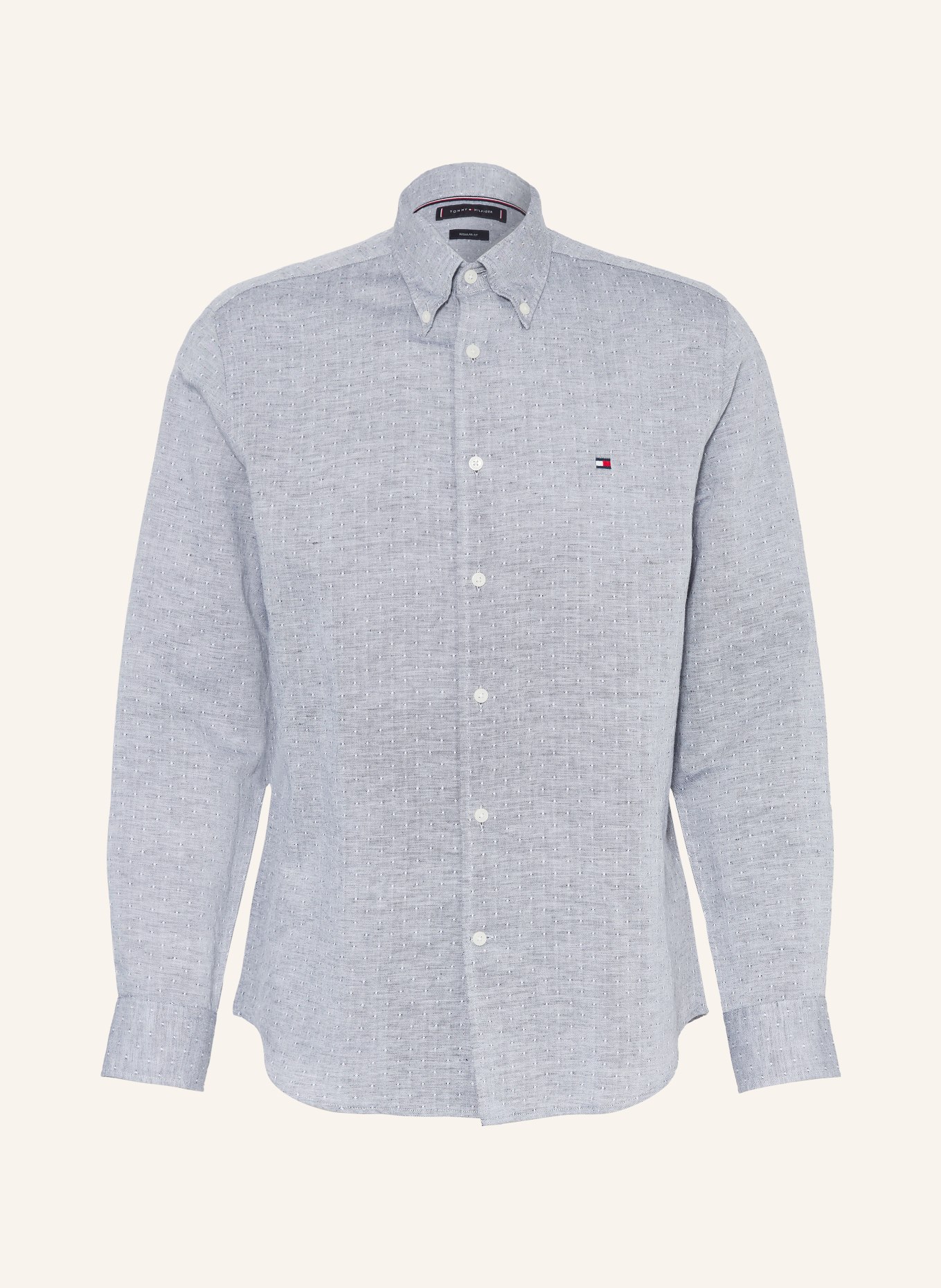 TOMMY HILFIGER Košile Regular Fit s lnem: TMAVĚ MODRÁ / BÍLÁ