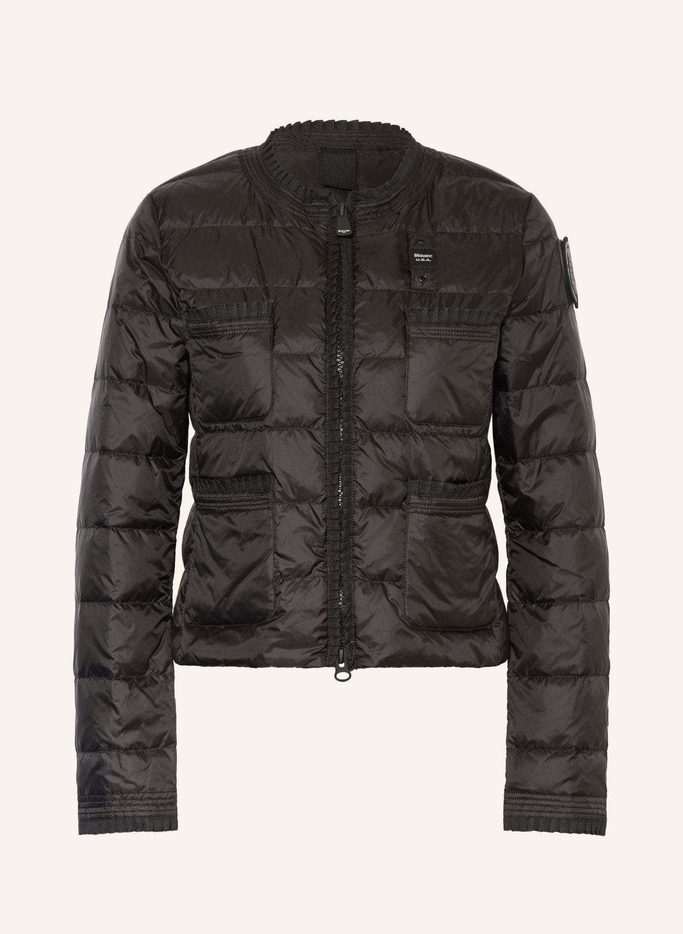 Blauer Lightweight down jacket with ruffles: BLACK