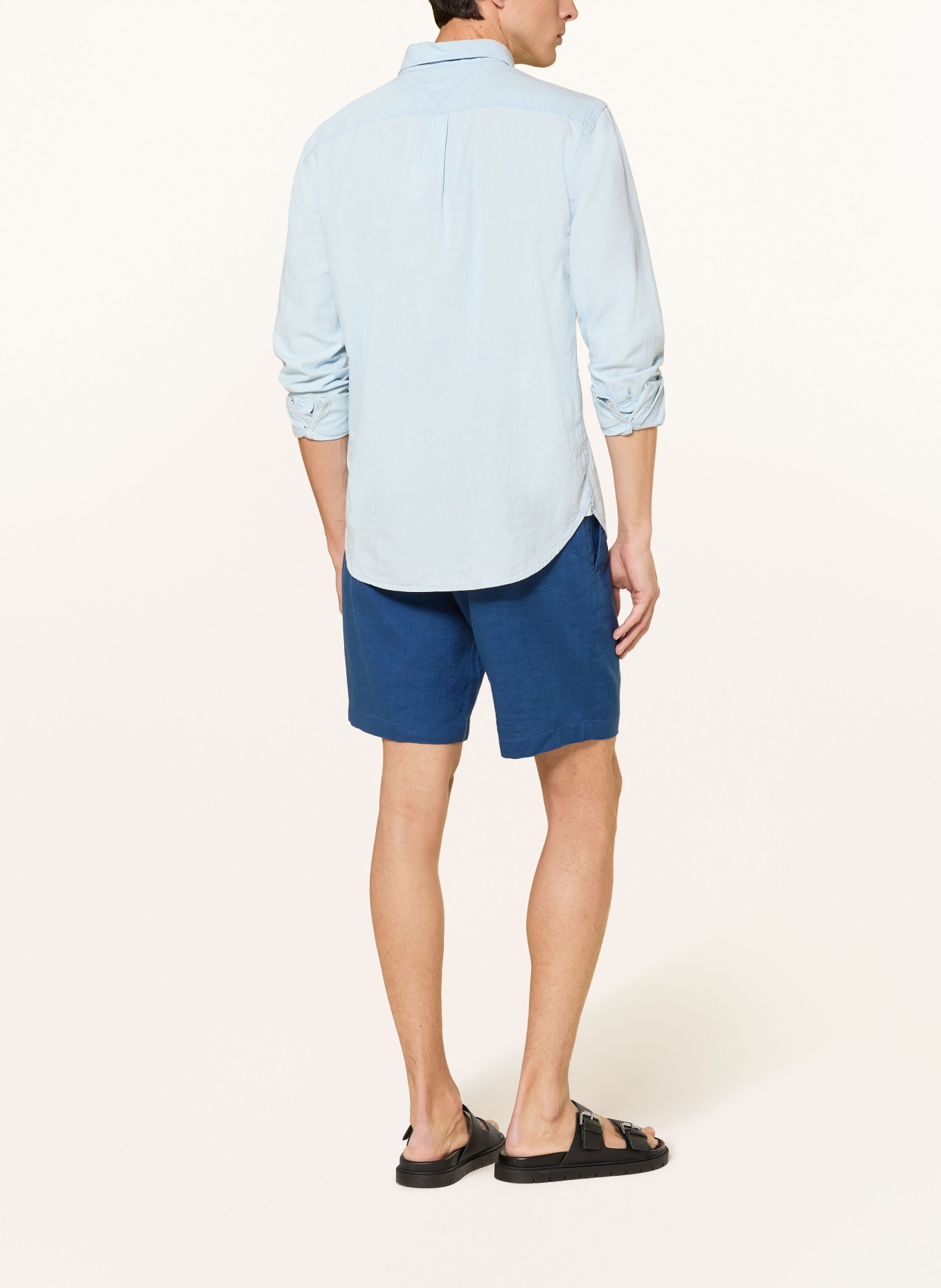 TOMMY HILFIGER Lněné šortky DOVER Regular Fit: MODRÁ