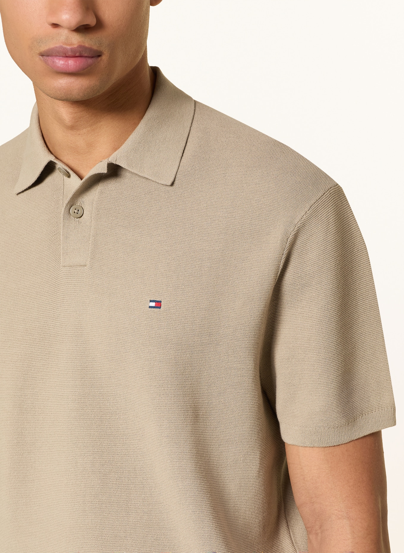 TOMMY HILFIGER piqué polo shirt: LIGHT BROWN