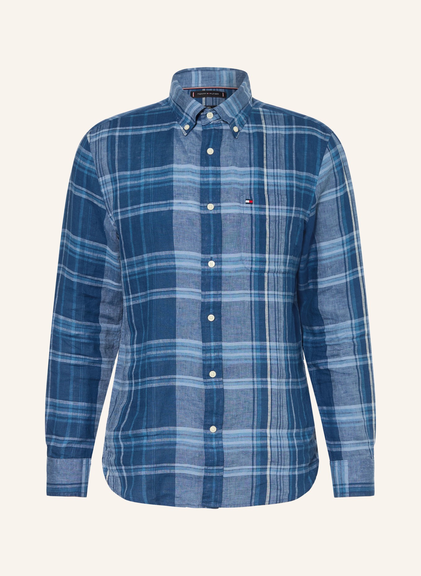 TOMMY HILFIGER Regular fit linen shirt: BLUE / LIGHT BLUE