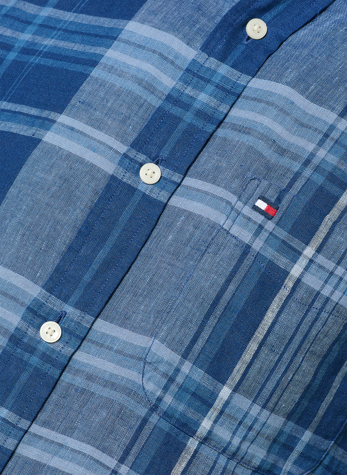 TOMMY HILFIGER Regular fit linen shirt: BLUE / LIGHT BLUE