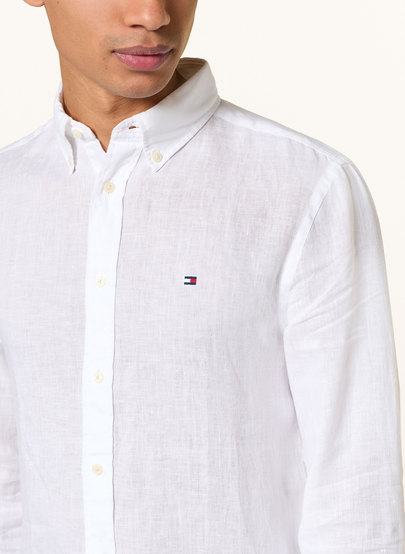 TOMMY HILFIGER Leinenhemd Regular Fit: WEISS