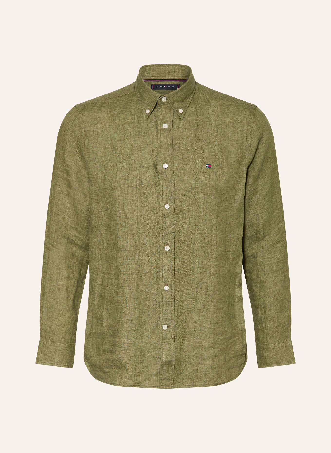 TOMMY HILFIGER Leinenhemd Regular Fit: OLIV