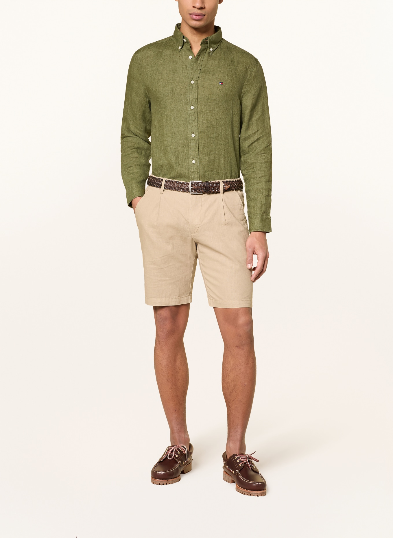 TOMMY HILFIGER Leinenhemd Regular Fit: OLIV