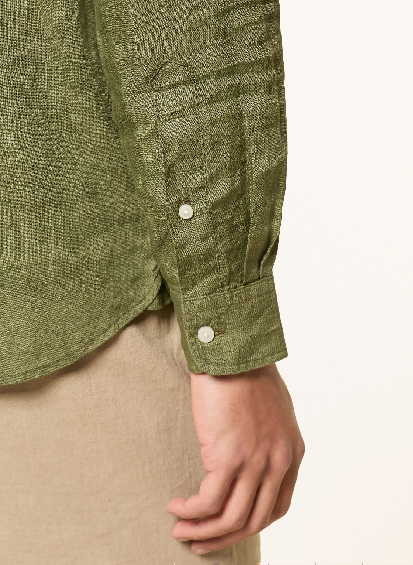 TOMMY HILFIGER Leinenhemd Regular Fit: OLIV