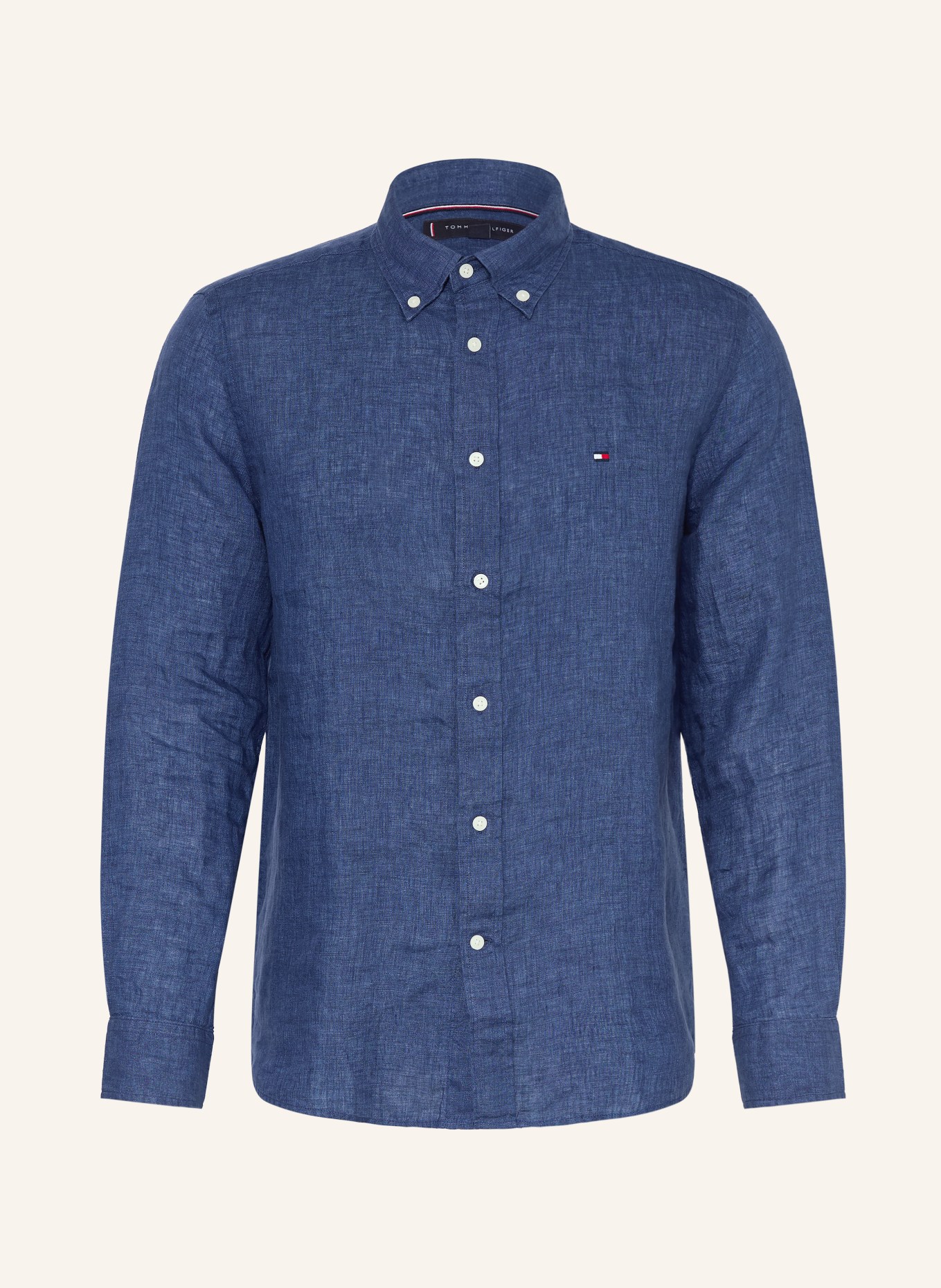 TOMMY HILFIGER Regular fit linen shirt: DARK BLUE