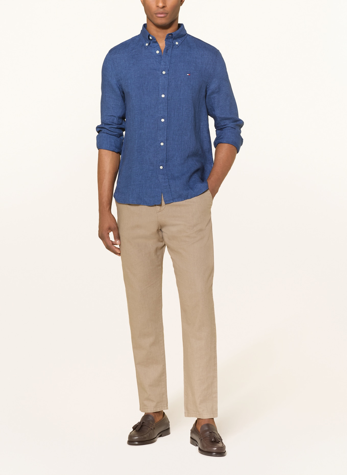 TOMMY HILFIGER Regular fit linen shirt: DARK BLUE