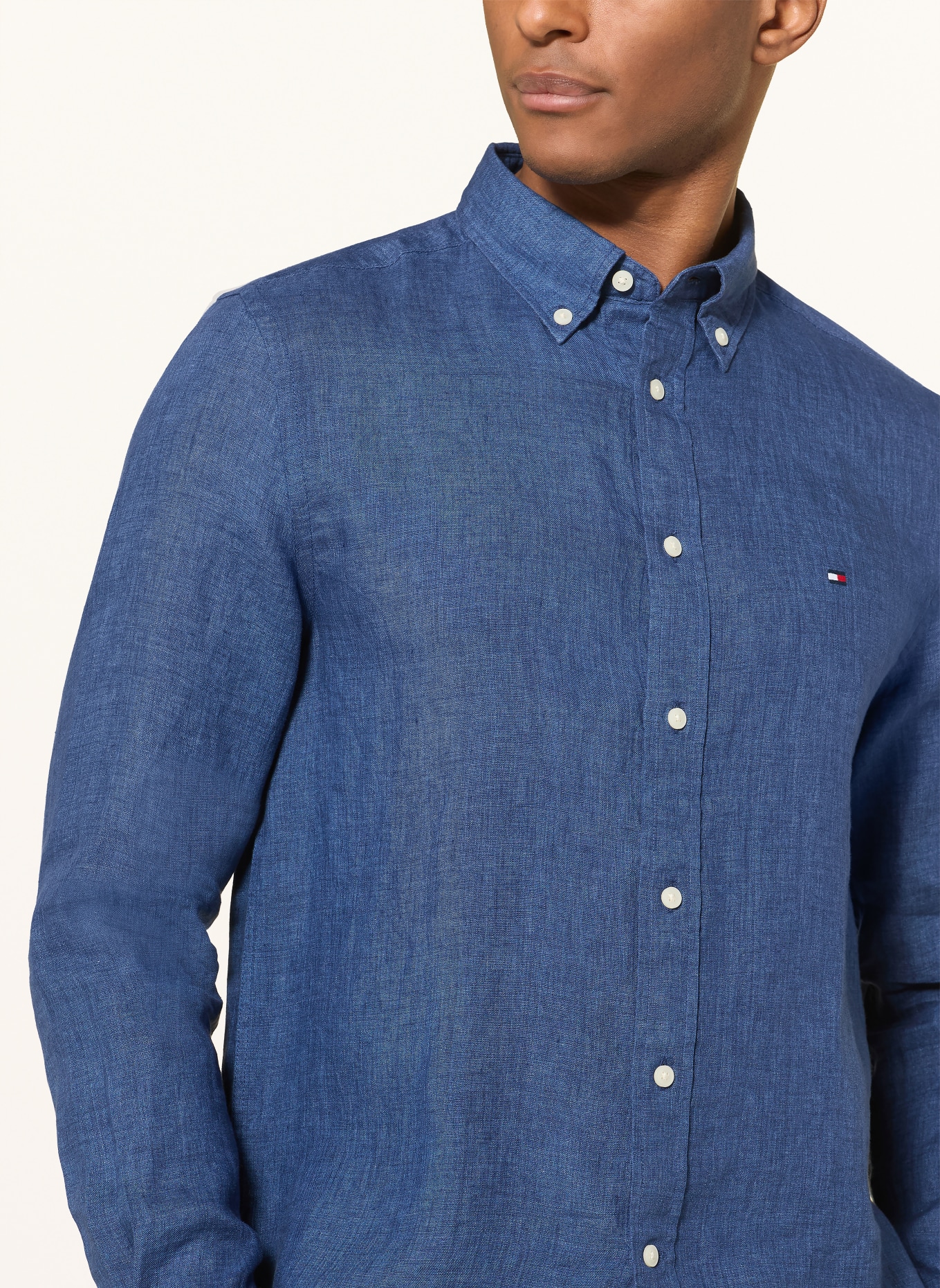 TOMMY HILFIGER Regular fit linen shirt: DARK BLUE