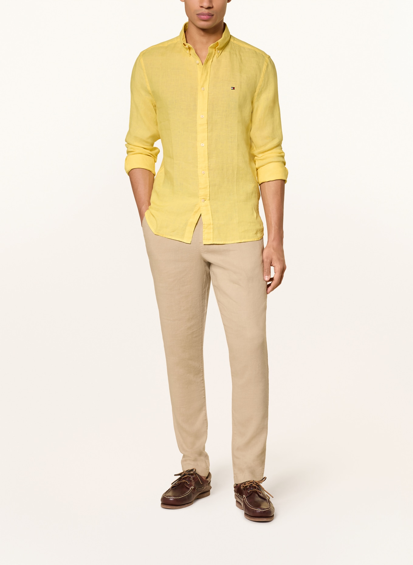 TOMMY HILFIGER Leinenhemd Regular Fit: GELB