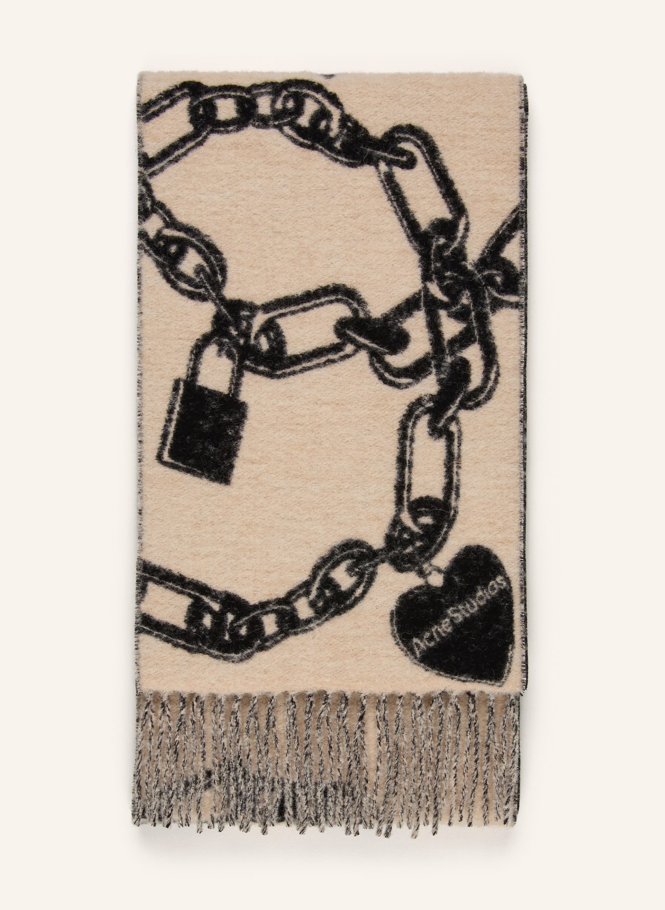 Acne Studios Scarf with alpaca: BEIGE / BLACK