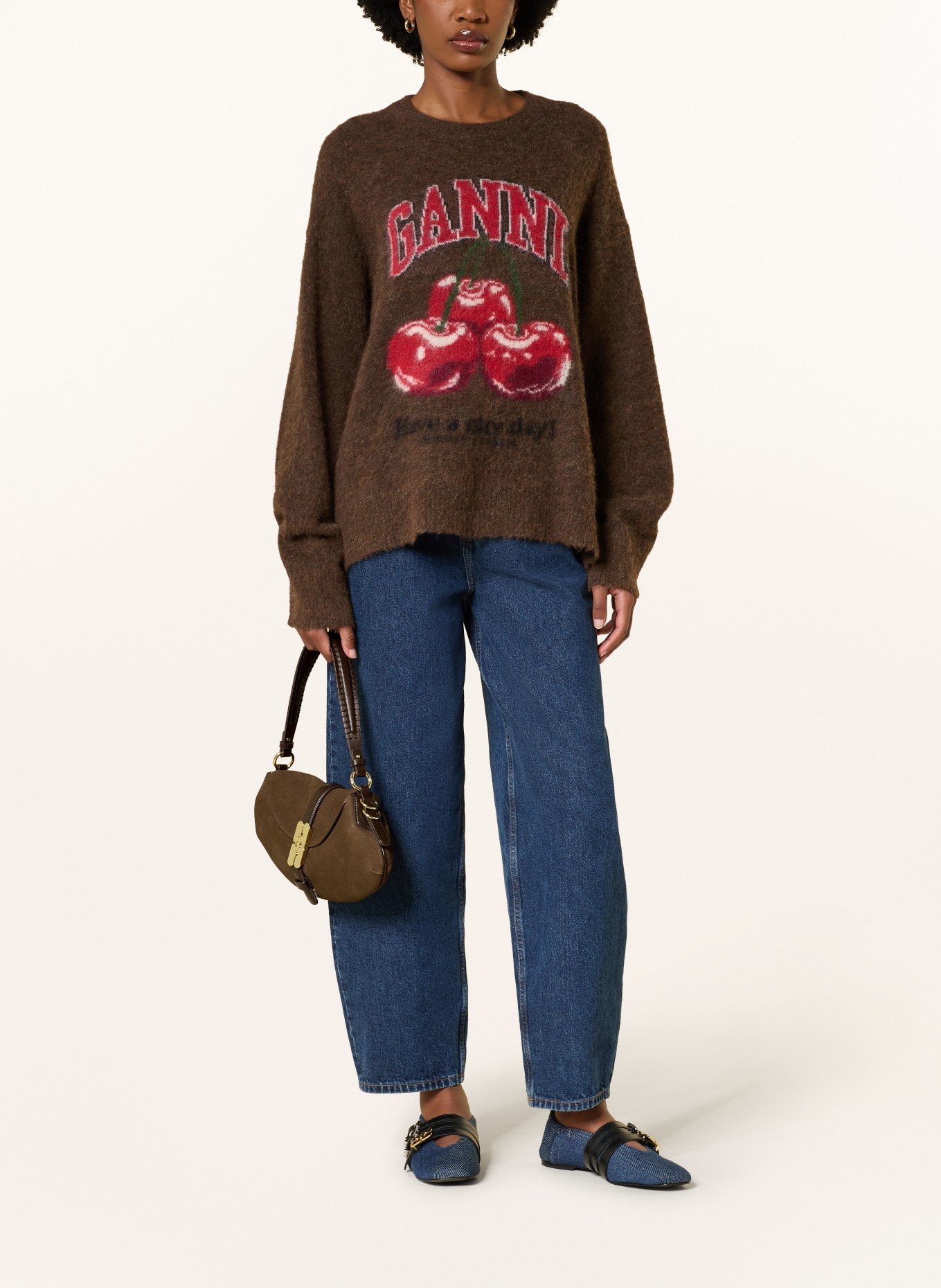 GANNI KAT shoulder bag: DARK BROWN / GOLD