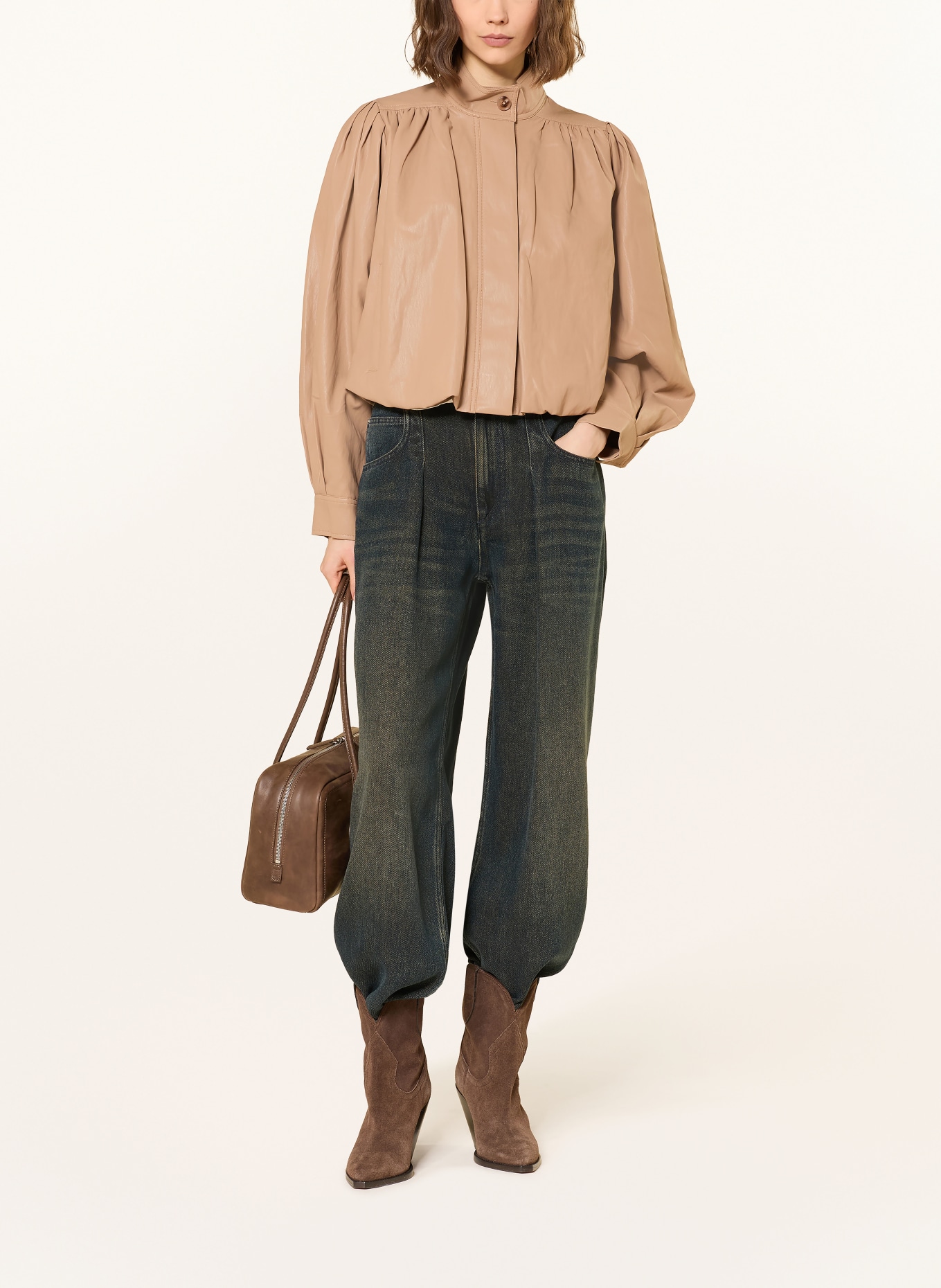 MRS & HUGS Bunda v koženém vzhledu: BÉŽOVÁ