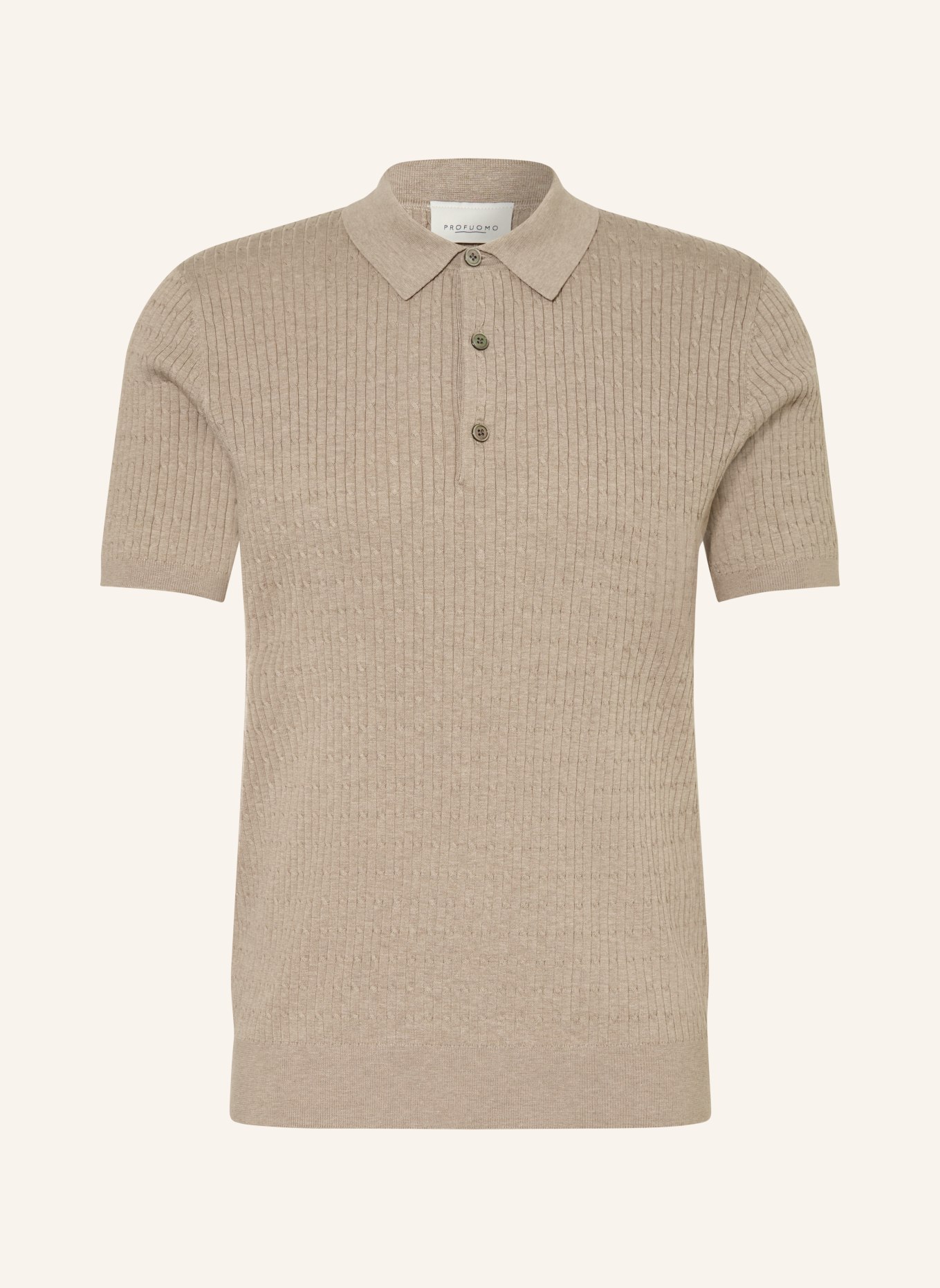 PROFUOMO Gebreid poloshirt: BEIGE