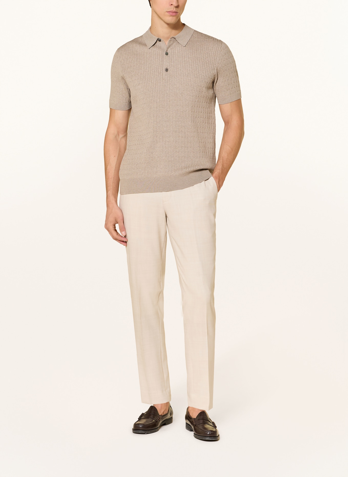 PROFUOMO Gebreid poloshirt: BEIGE