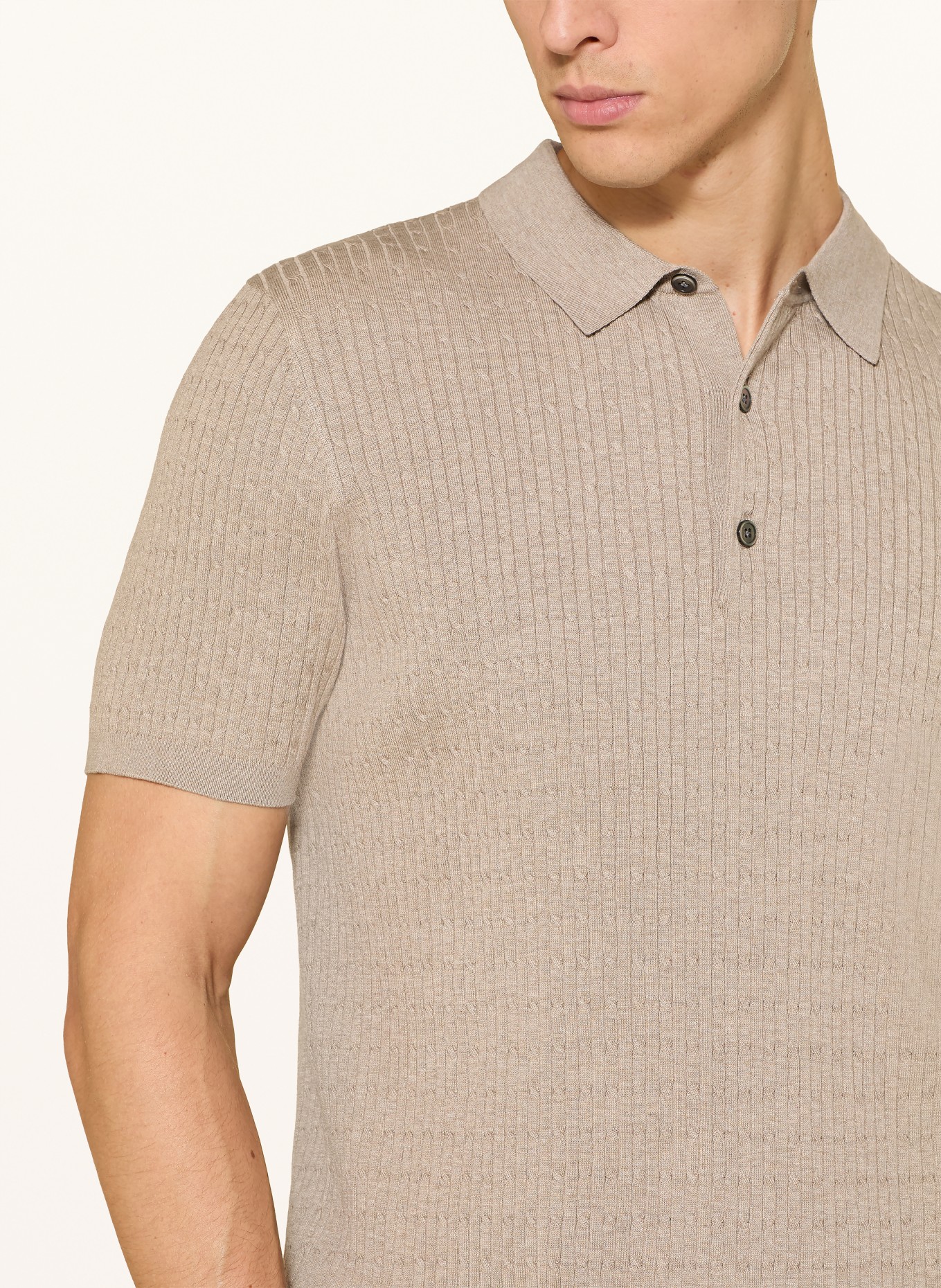 PROFUOMO Gebreid poloshirt: BEIGE