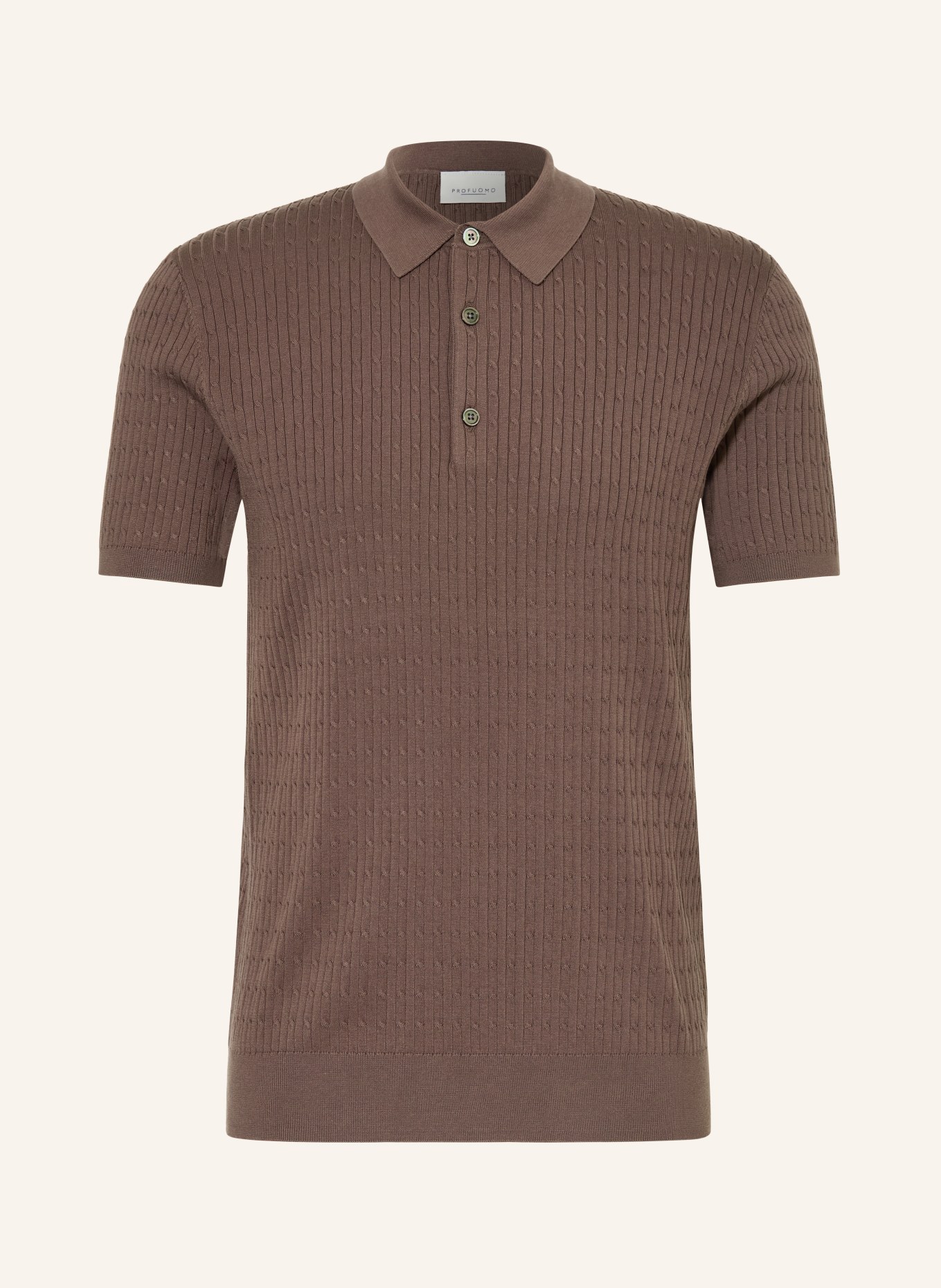 PROFUOMO Gebreid poloshirt: BRUIN