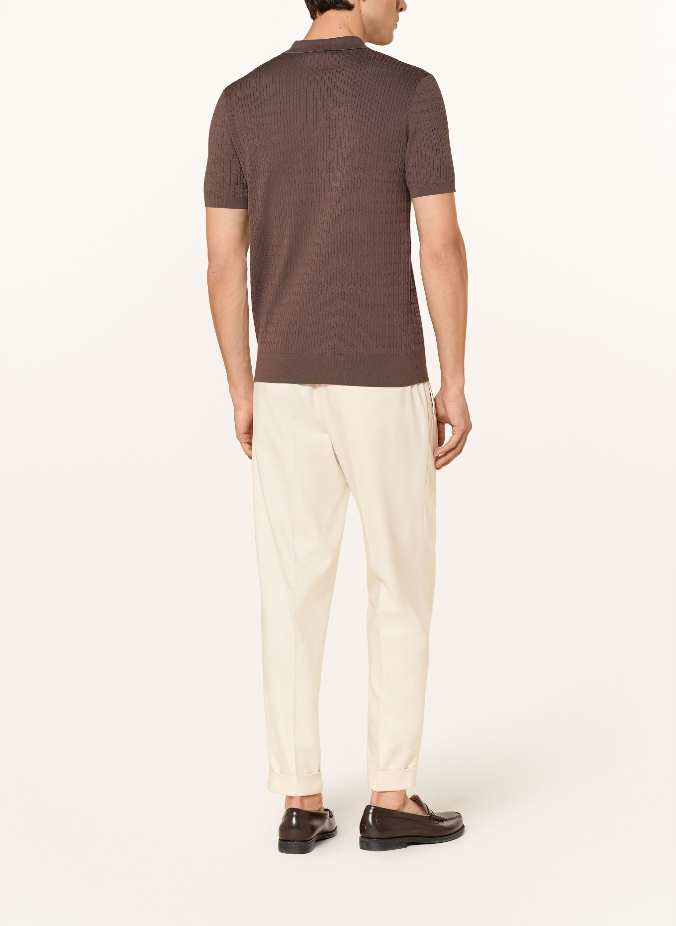 PROFUOMO Gebreid poloshirt: BRUIN