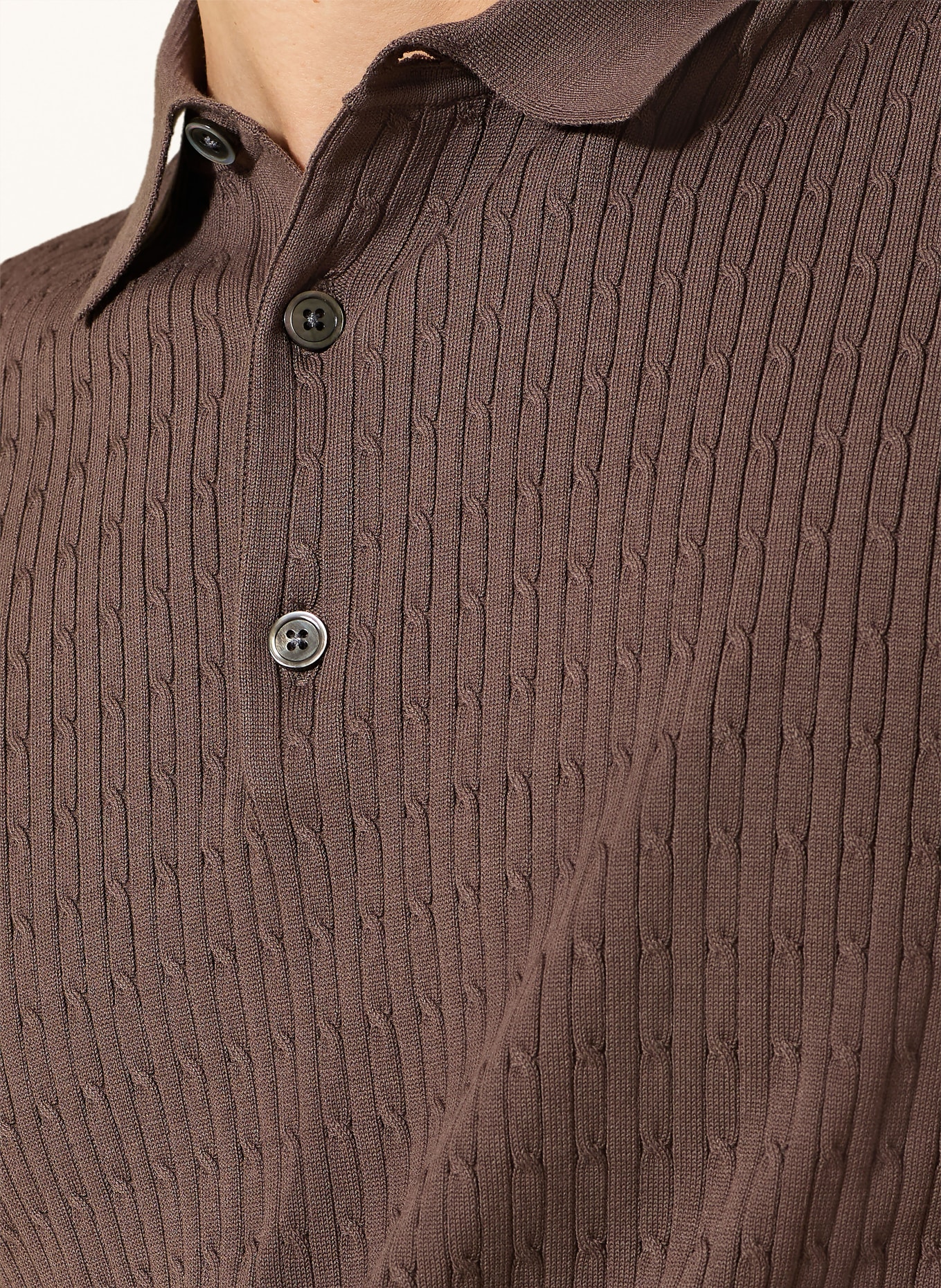 PROFUOMO Gebreid poloshirt: BRUIN