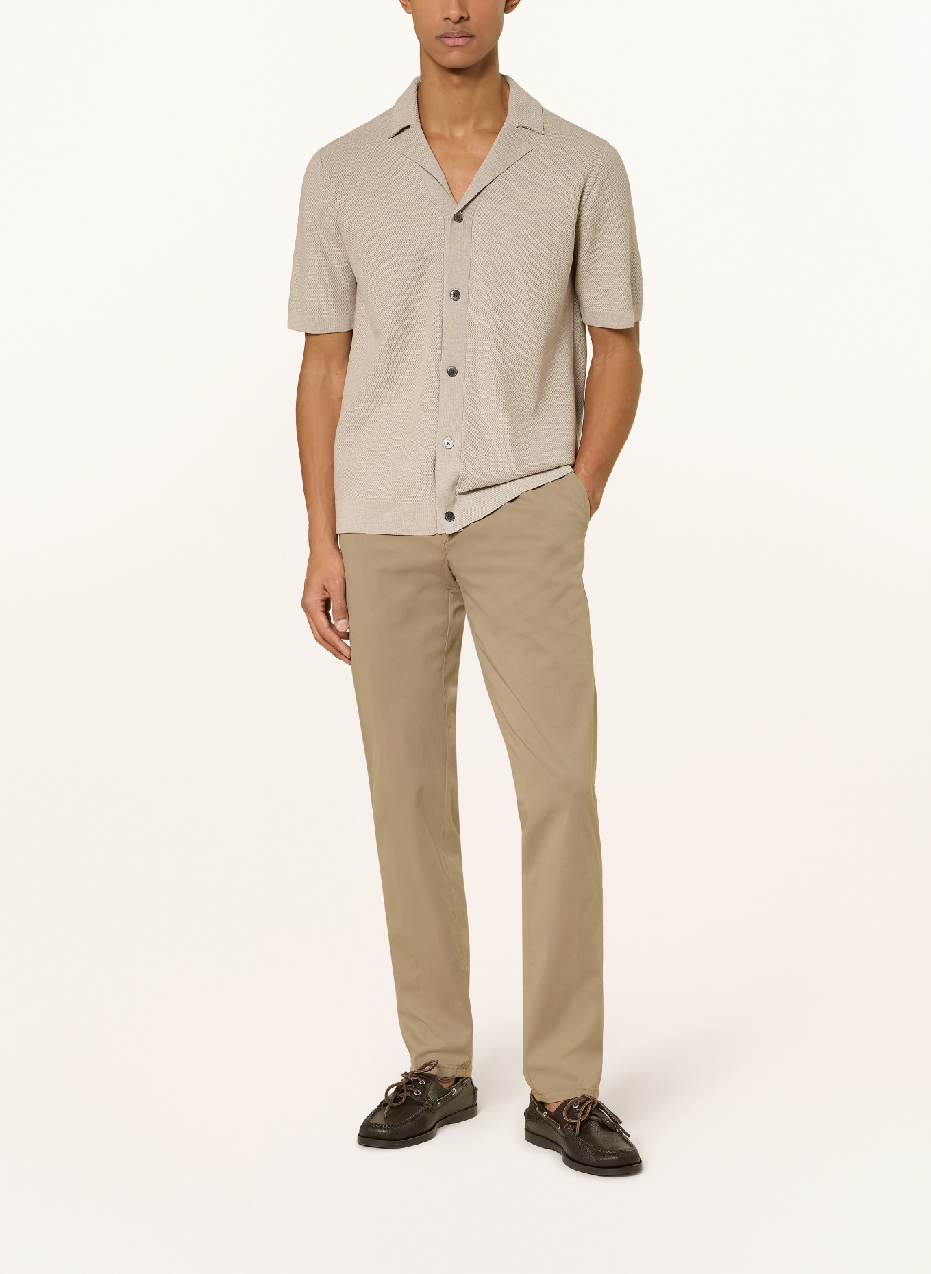 PROFUOMO Pletená košile Regular Fit: BÉŽOVÁ