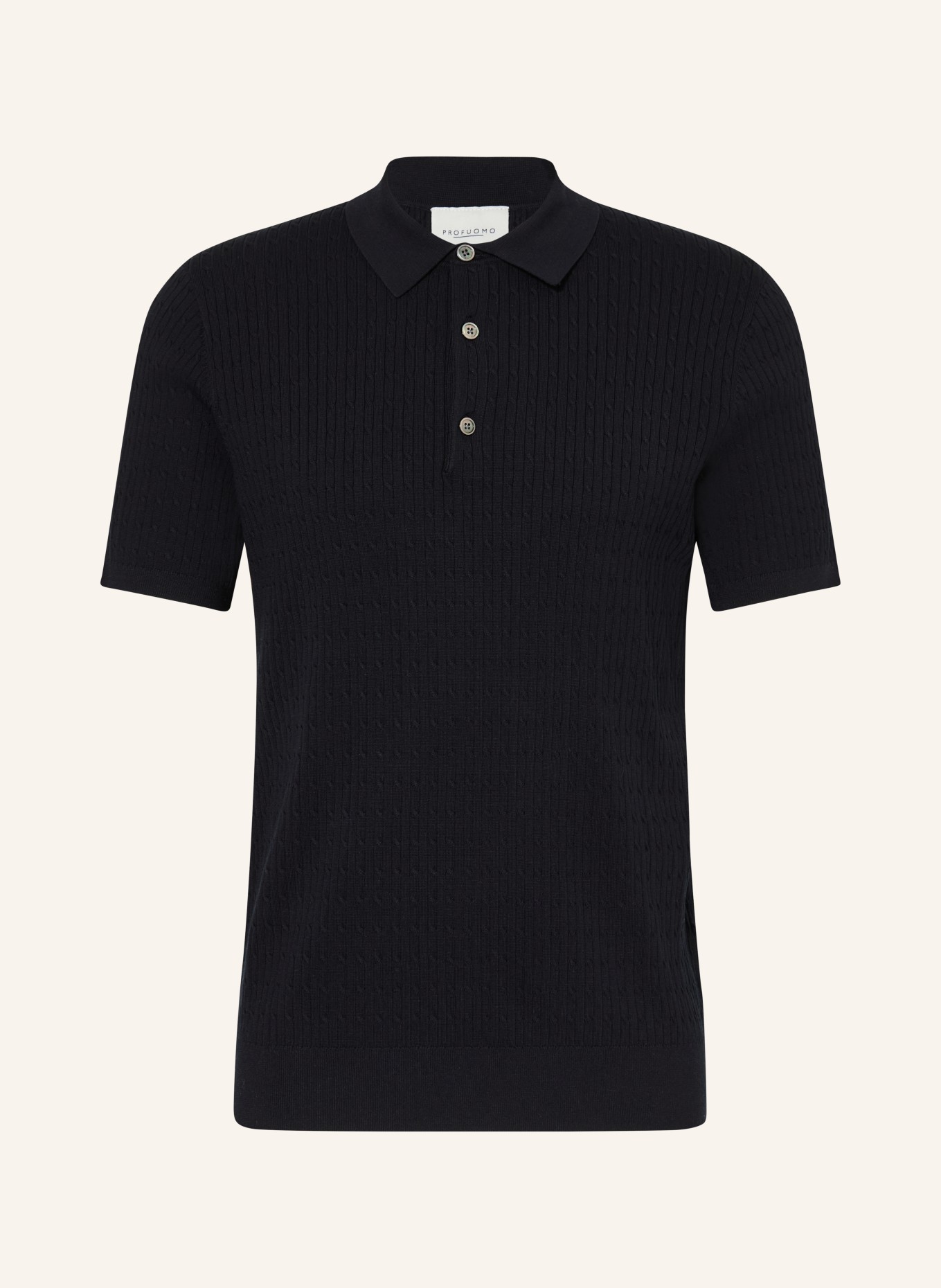 PROFUOMO Gebreid poloshirt: DONKERBLAUW