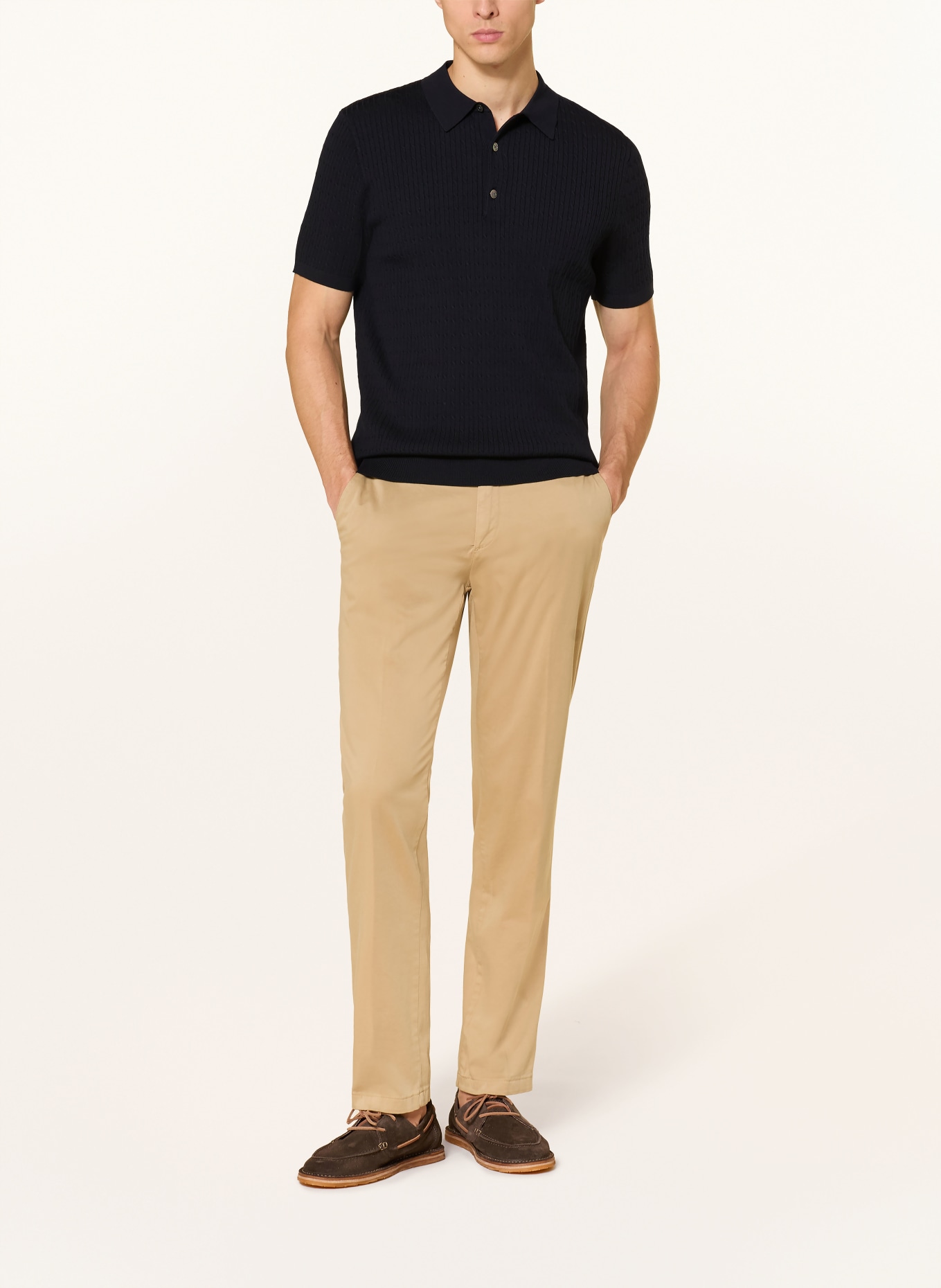 PROFUOMO Gebreid poloshirt: DONKERBLAUW