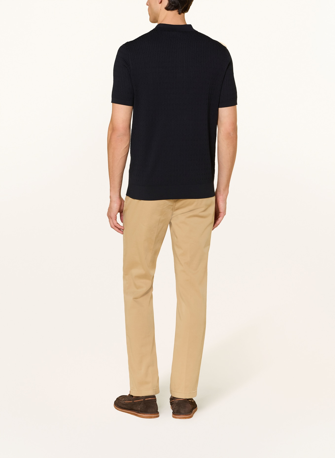 PROFUOMO Gebreid poloshirt: DONKERBLAUW