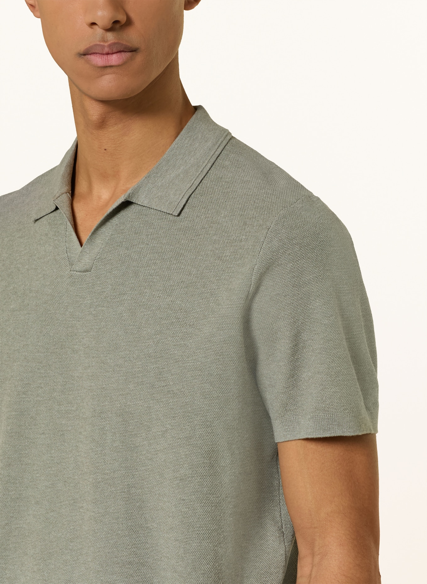 PROFUOMO Pletené polo tričko: ZELENÁ