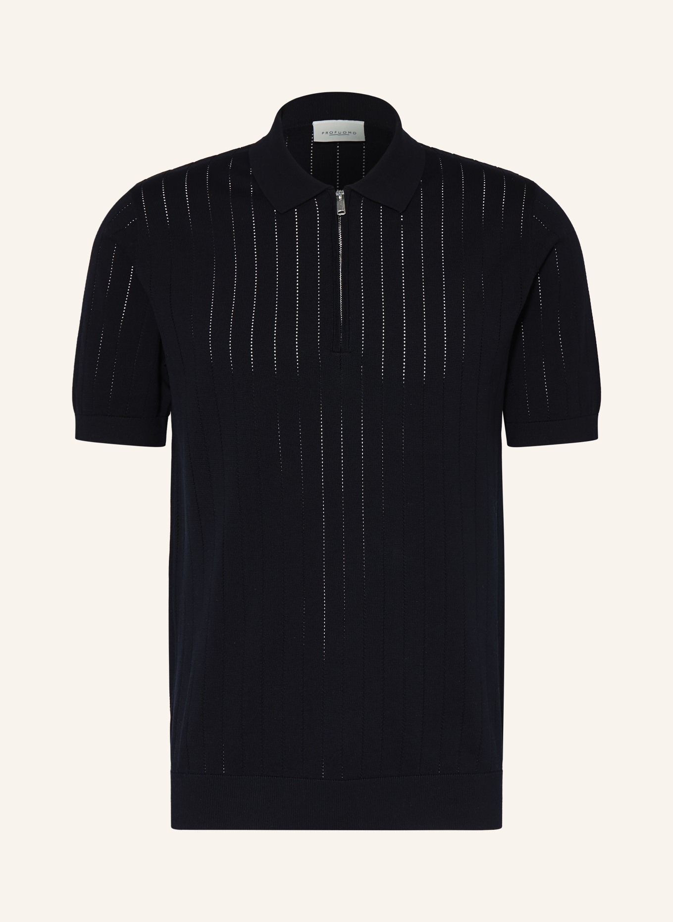 PROFUOMO Strick-Poloshirt: SCHWARZ