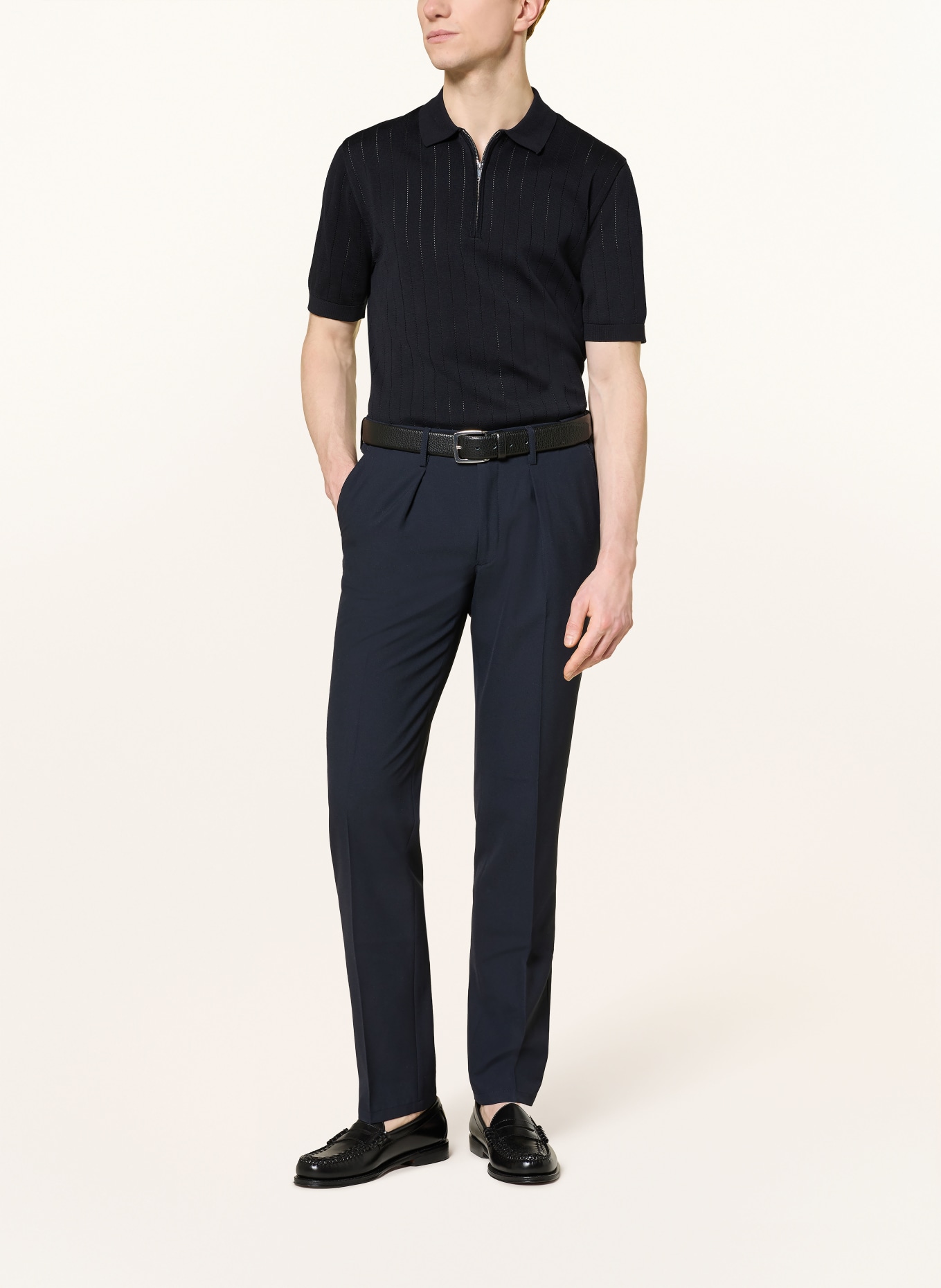 PROFUOMO Strick-Poloshirt: SCHWARZ