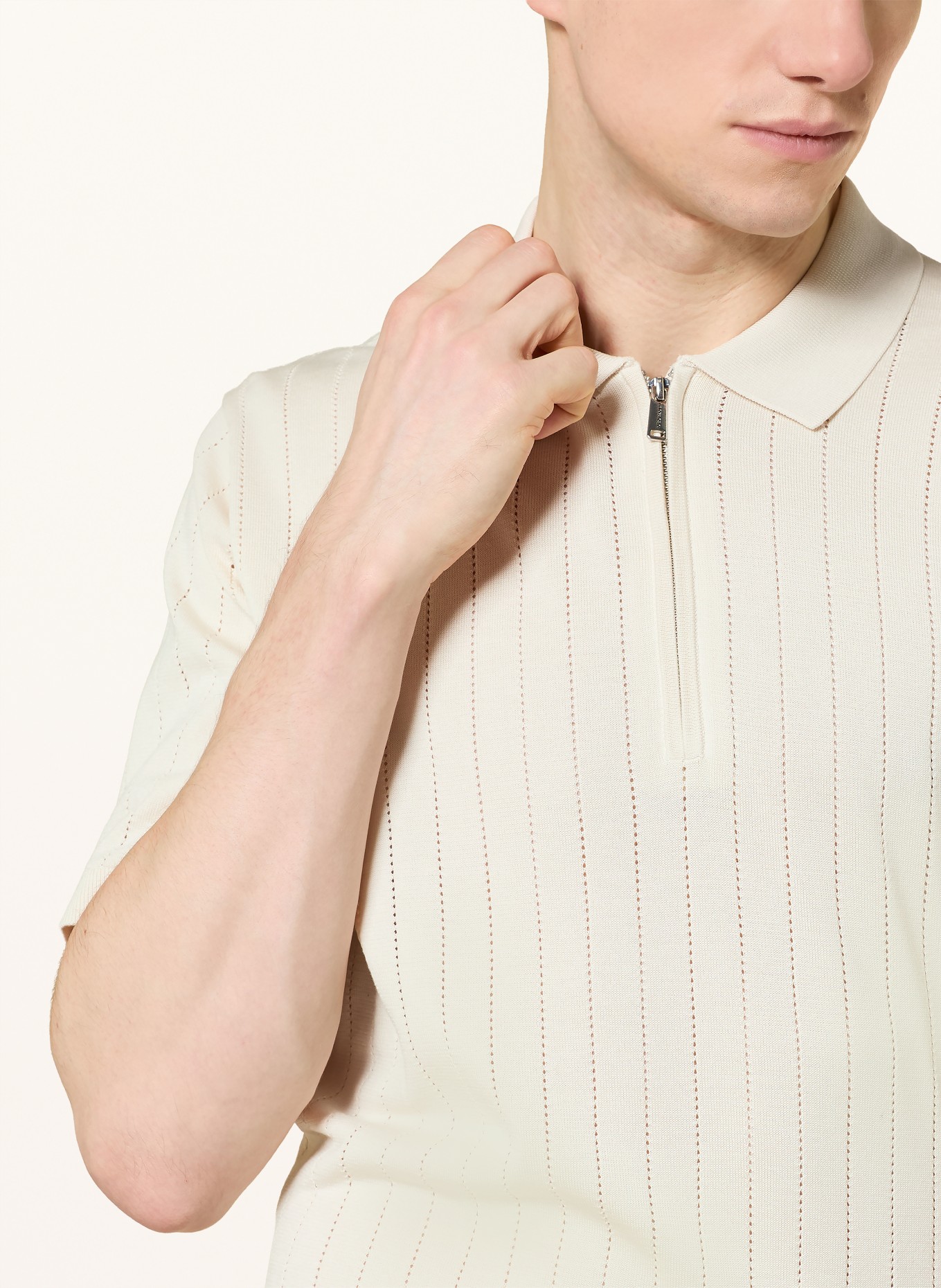 PROFUOMO Strick-Poloshirt: CREME