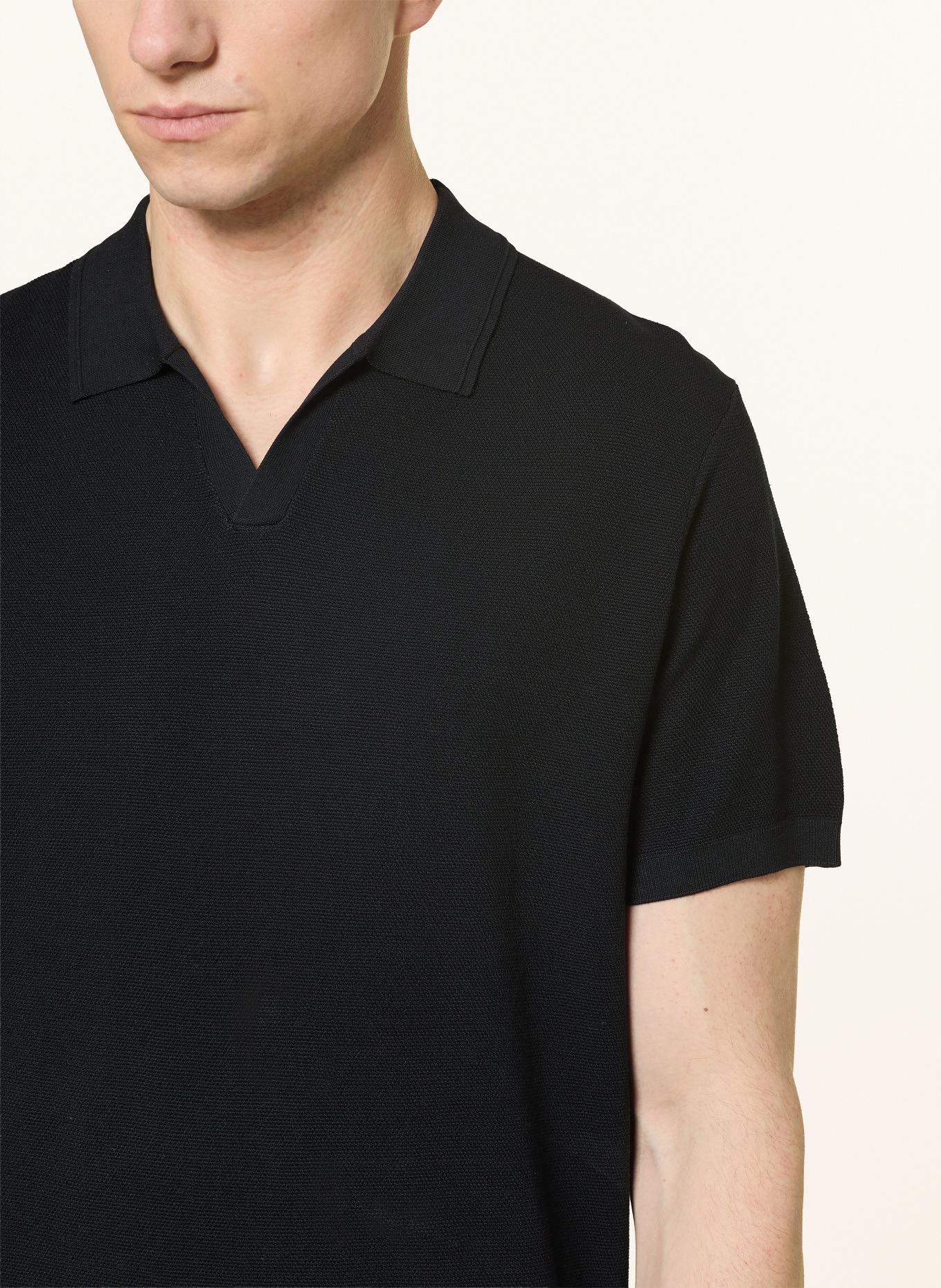 PROFUOMO Piqué polokošile Regular Fit: ČERNÁ