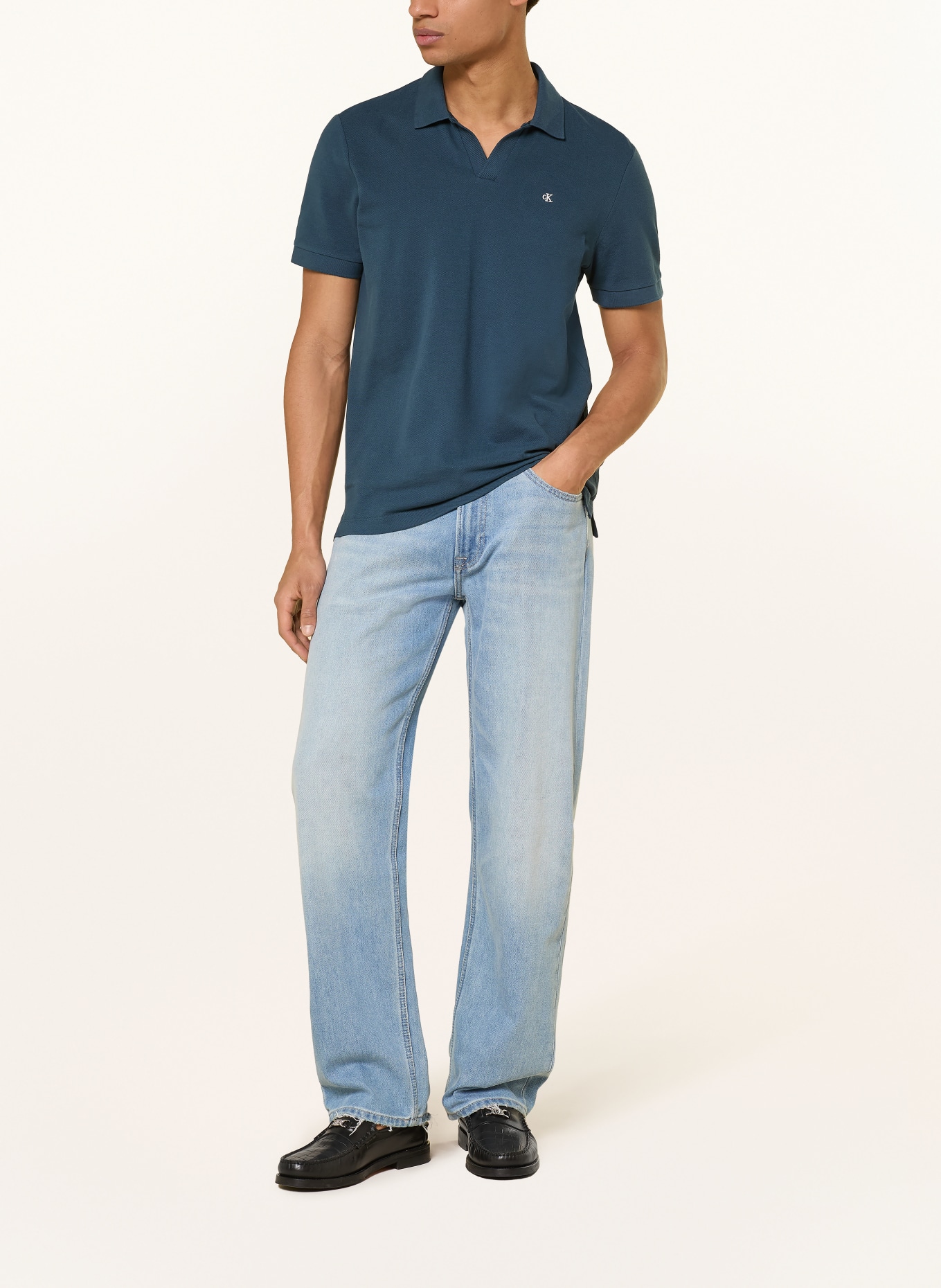 Calvin Klein Jeans Classic Fit Piqué Polo Shirt: DARK BLUE