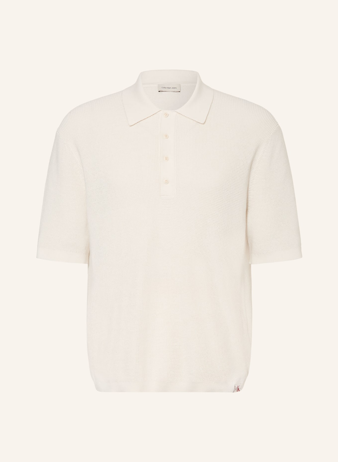 Calvin Klein Jeans Strick-Poloshirt: CREME