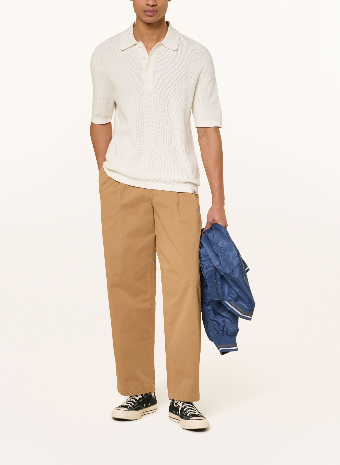 Calvin Klein Jeans Strick-Poloshirt: CREME