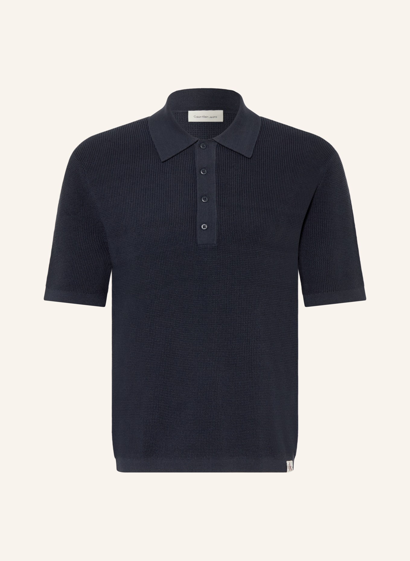 Calvin Klein Jeans Strick-Poloshirt: DUNKELBLAU
