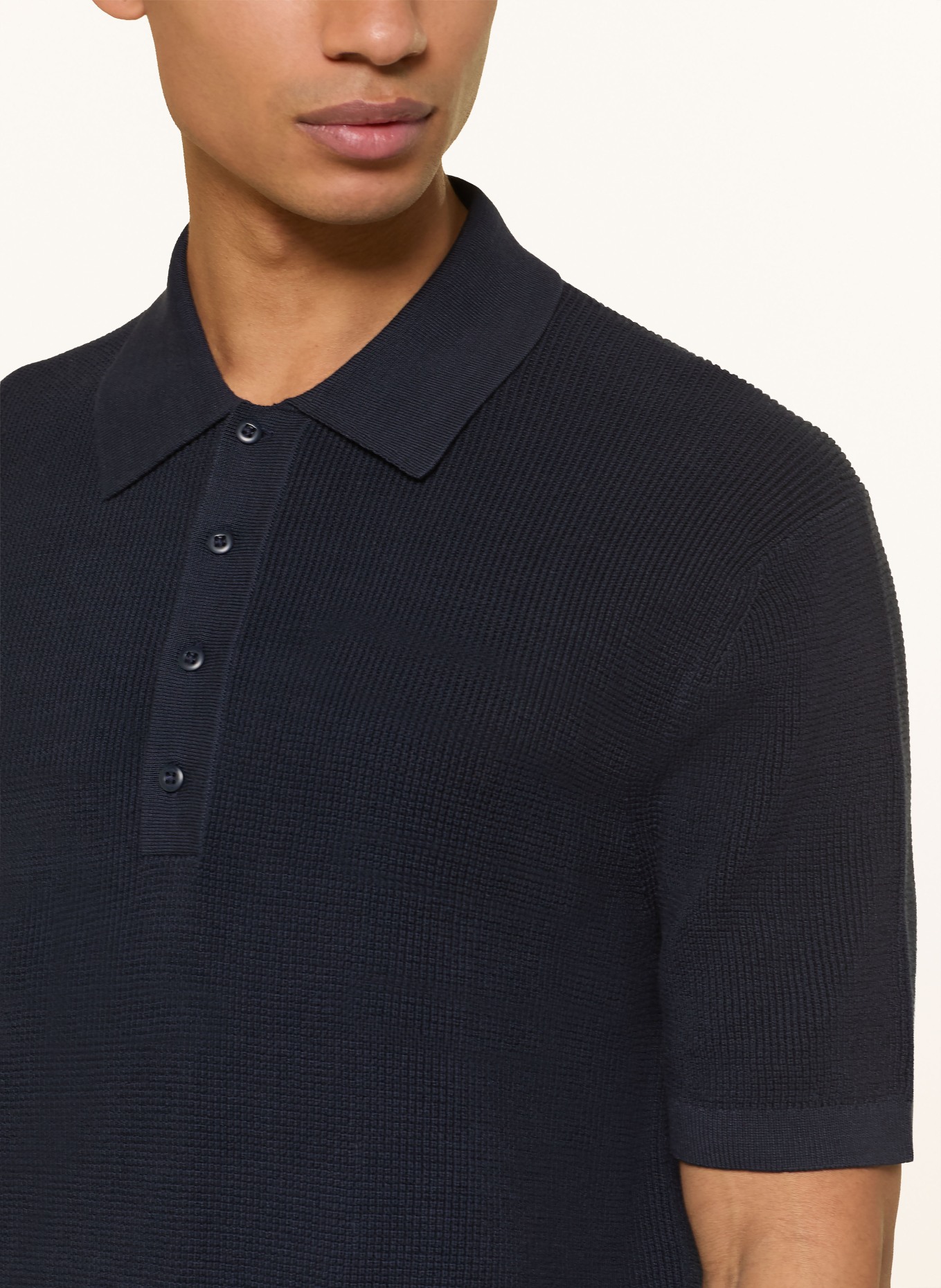 Calvin Klein Jeans Strick-Poloshirt: DUNKELBLAU